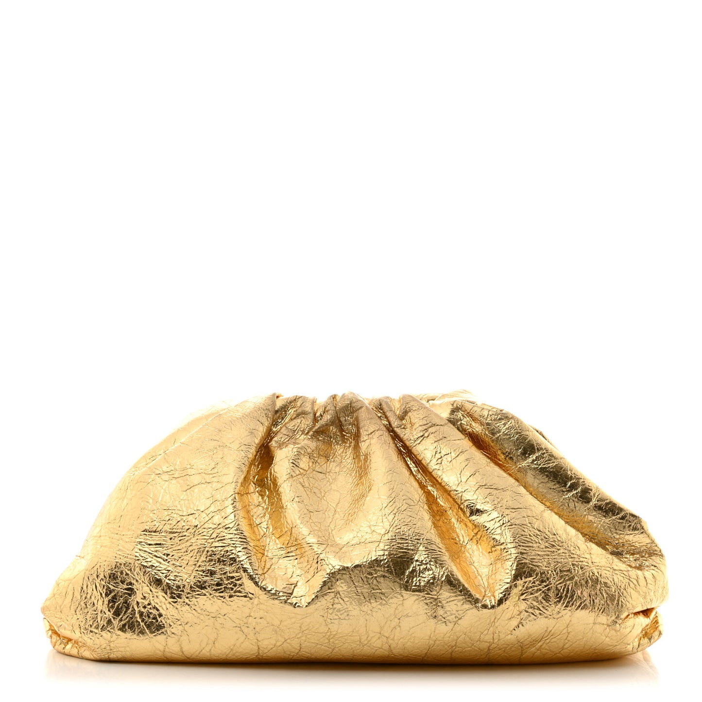Metallic Crinkled Lambskin The Pouch Oversized Clutch Oro