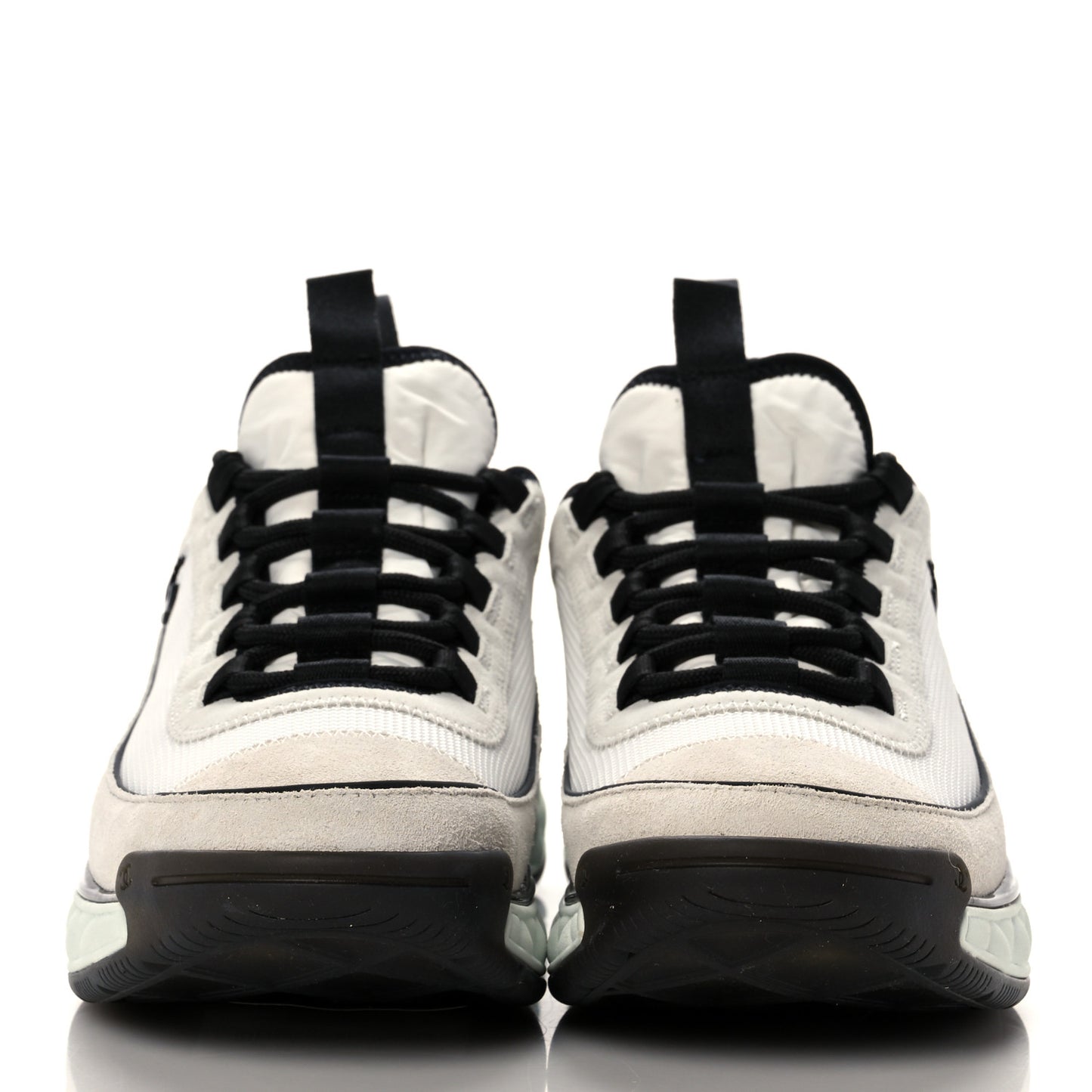 Fabric Suede Calfskin CC Sneakers 39.5 White Light Grey