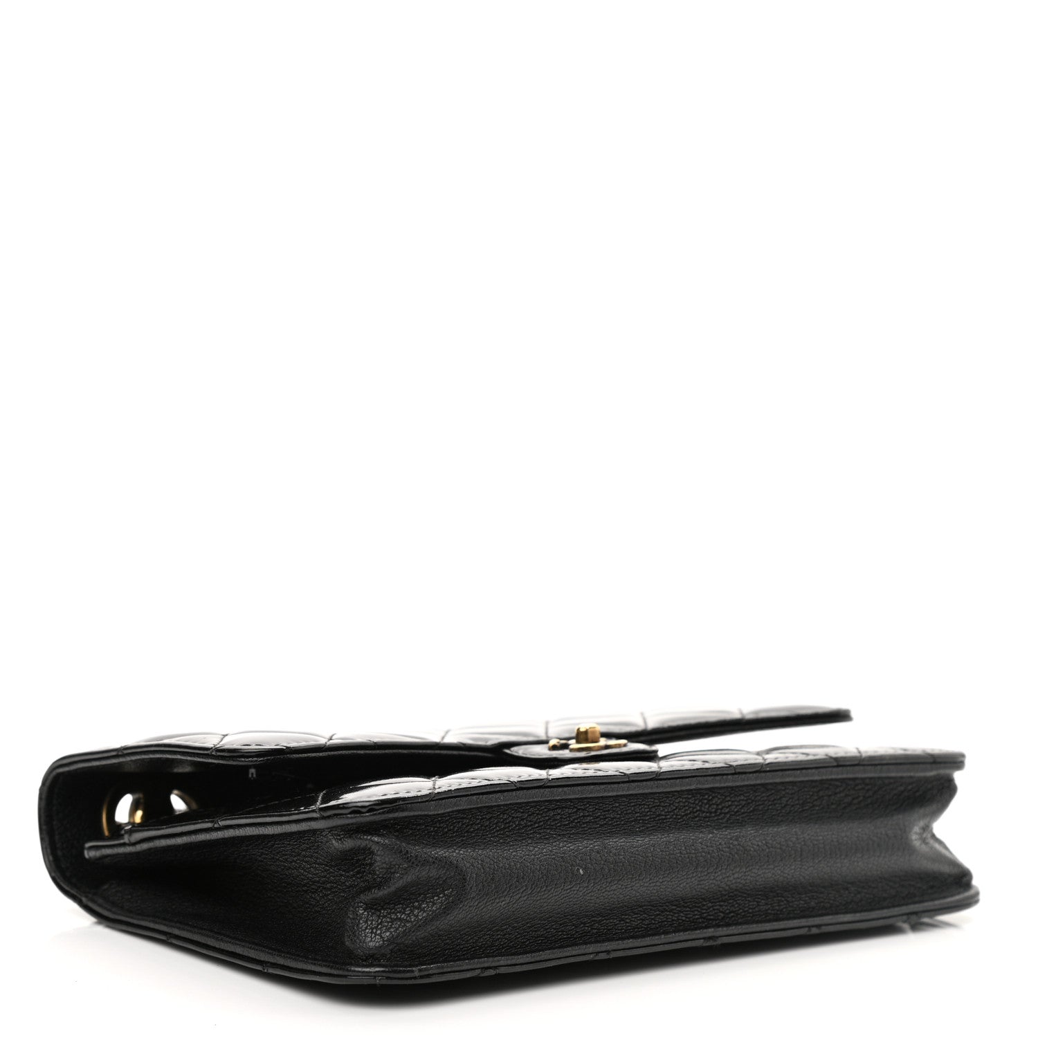 Chanel Patent Goatskin Quilted CC Eyelet Wallet On Chain WOC Black 4 of 12