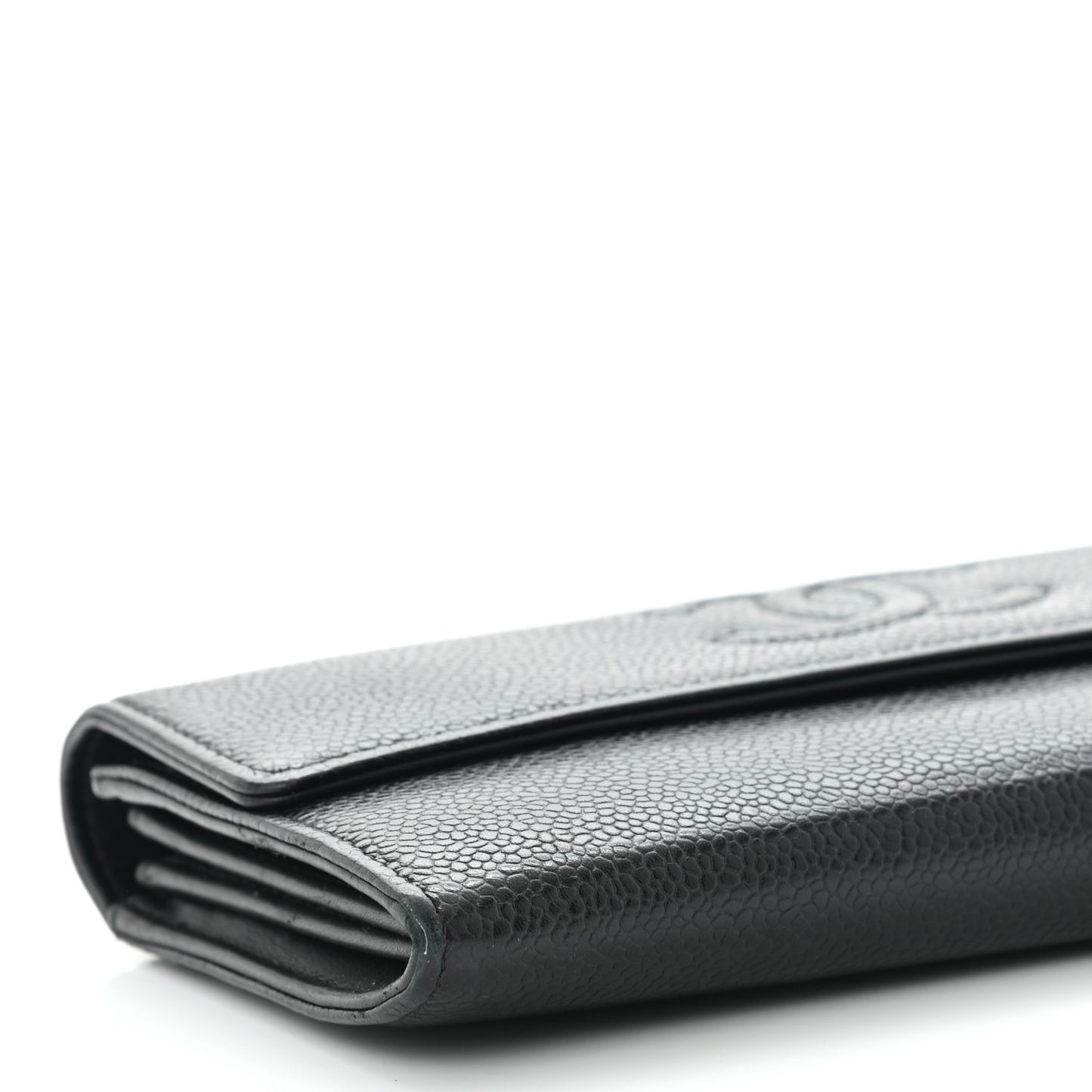 Caviar Timeless CC Large Gusset Flap Wallet Black