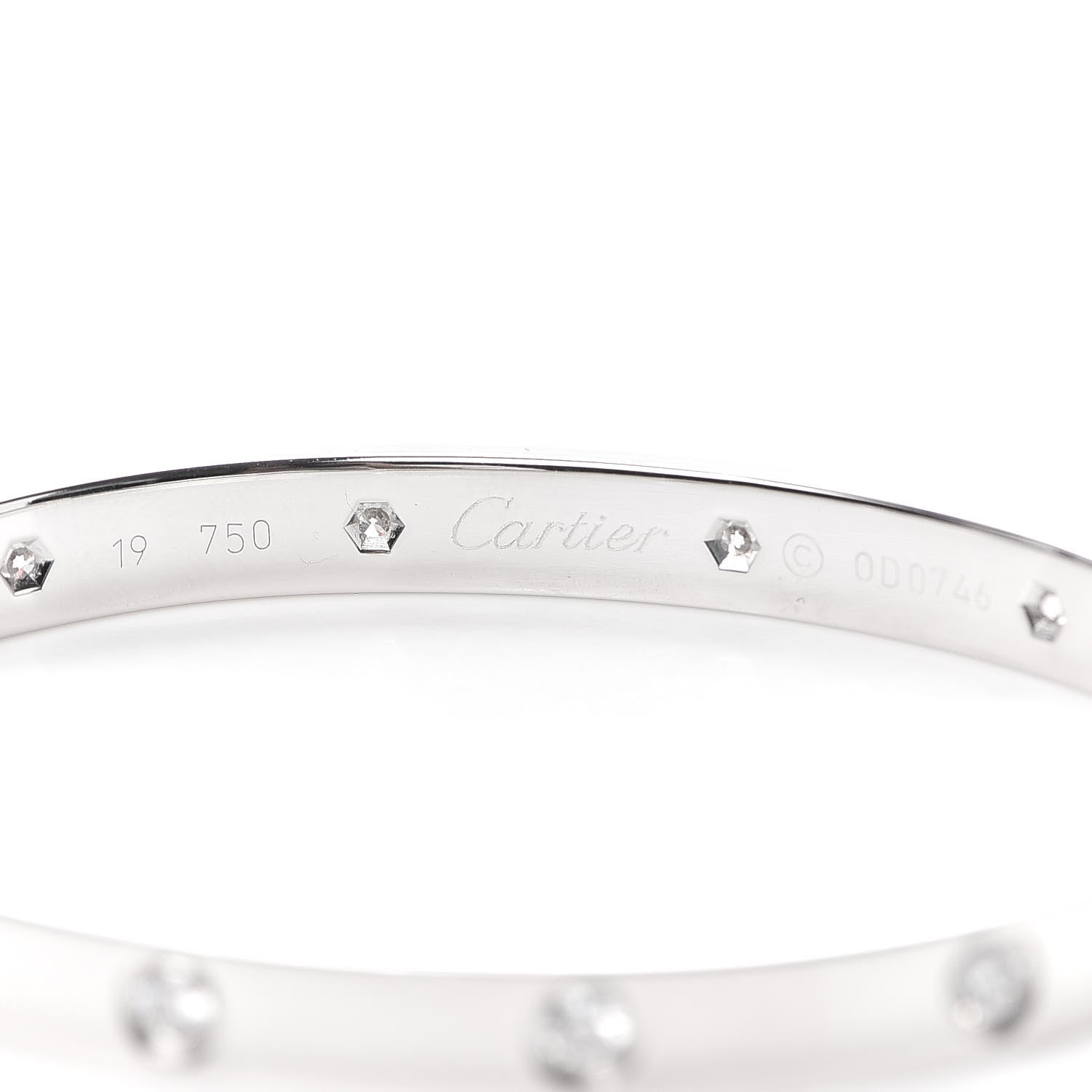 Cartier 18K White Gold 10 Diamond LOVE Bracelet 19 5 of 7