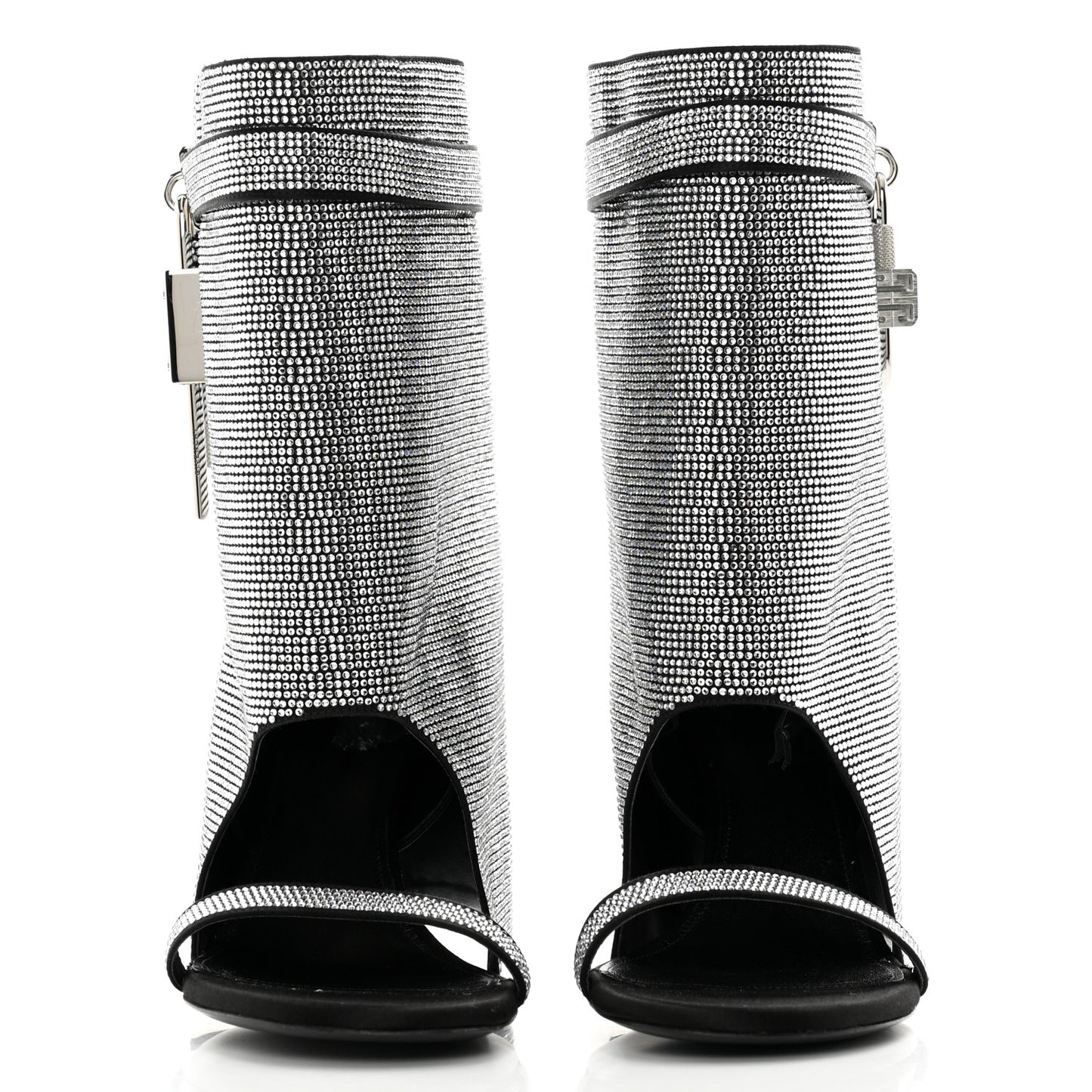 Strass Shark Lock Sandals 38 Silvery