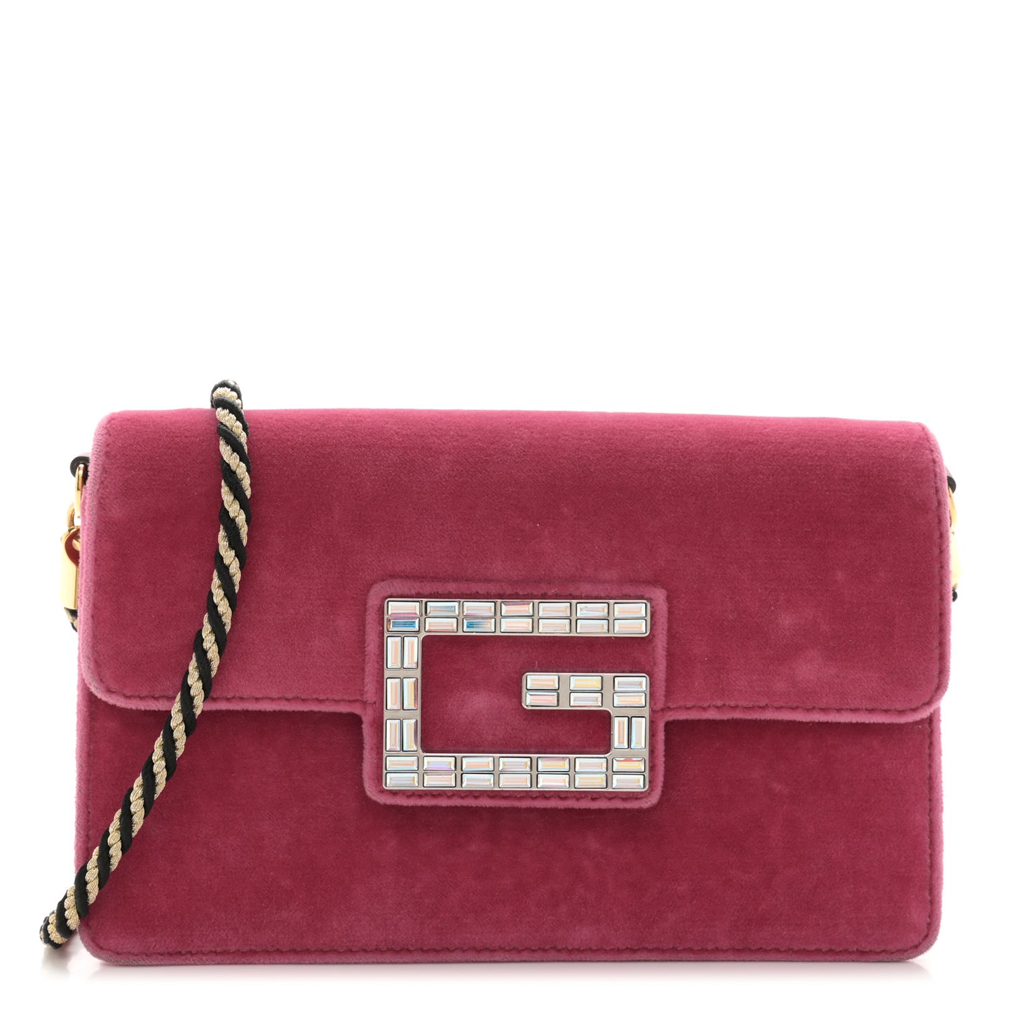 Velvet Crystal Square G Shoulder Bag Light Raspberry Rose