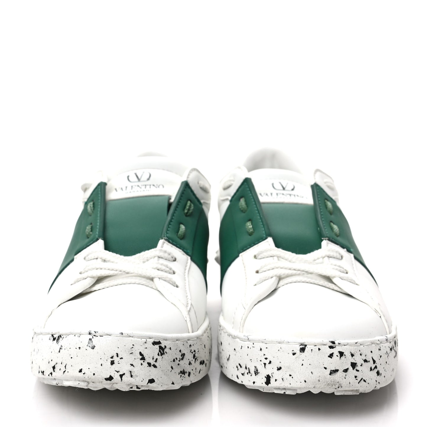 Bio-Based Vegan Leather Womens Rockstud Open for a Change Sneakers 40 White English Green