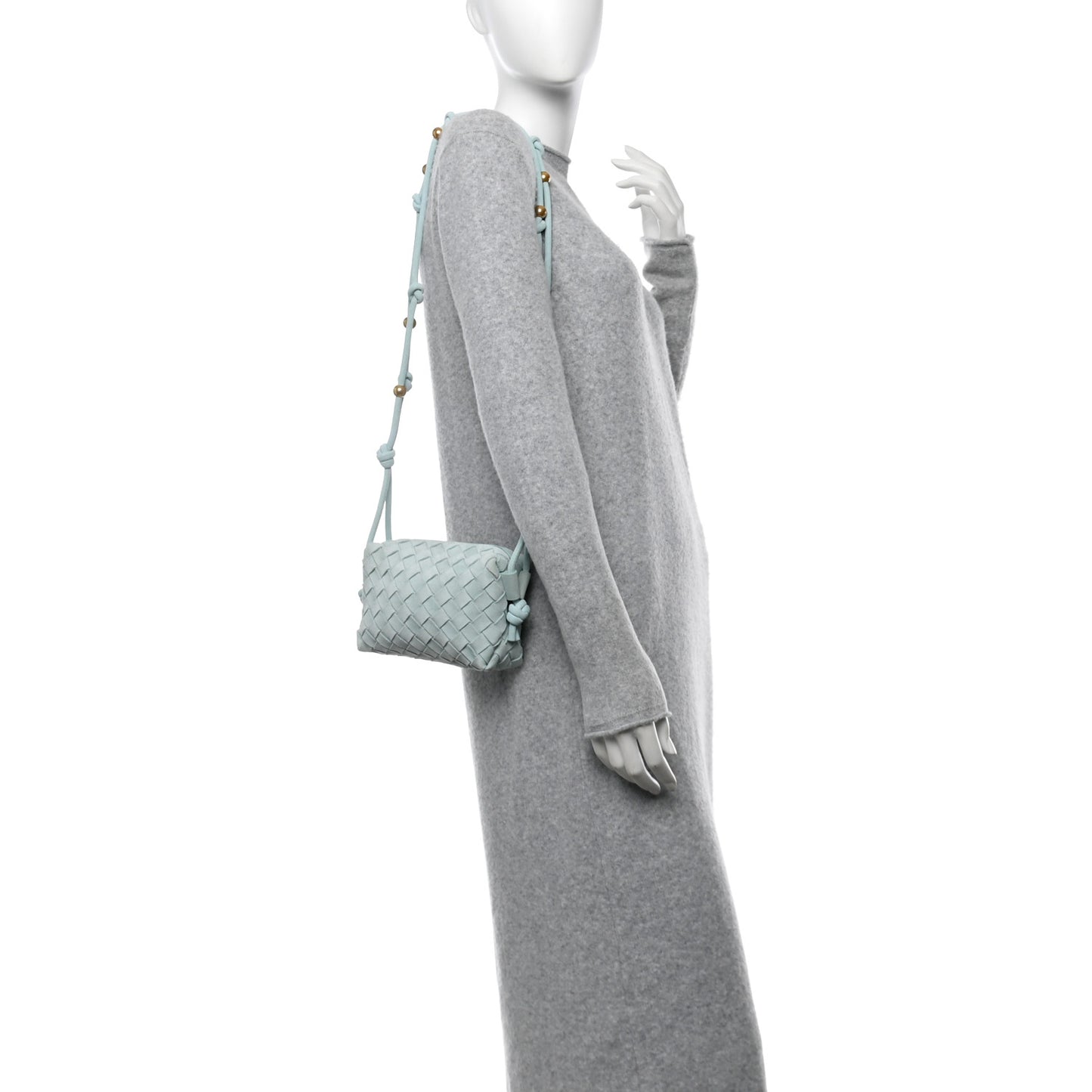 Suede Intrecciato Loop Camera Bag Teal