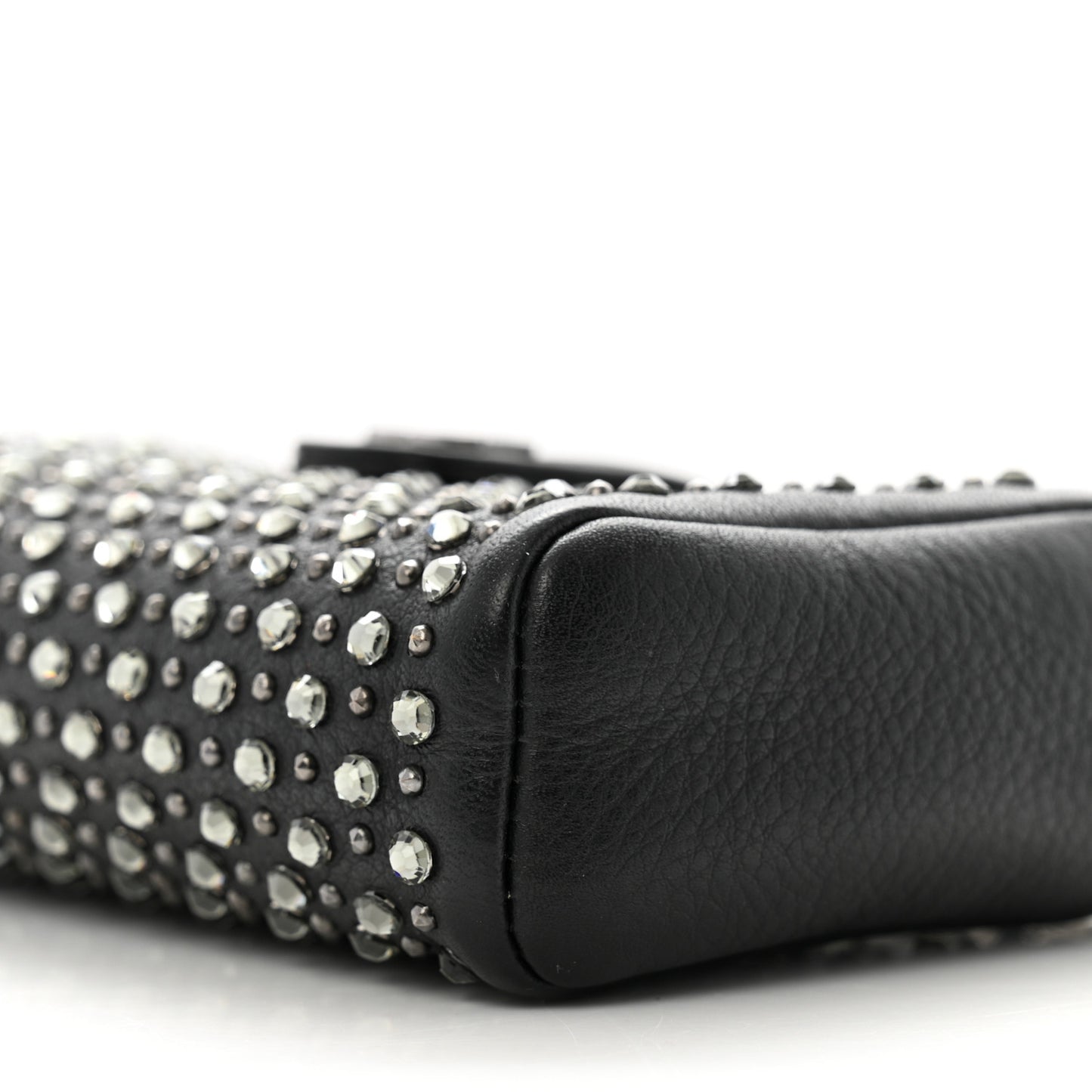 Calfskin Strass Studded Mini Phone Holder Clutch Black