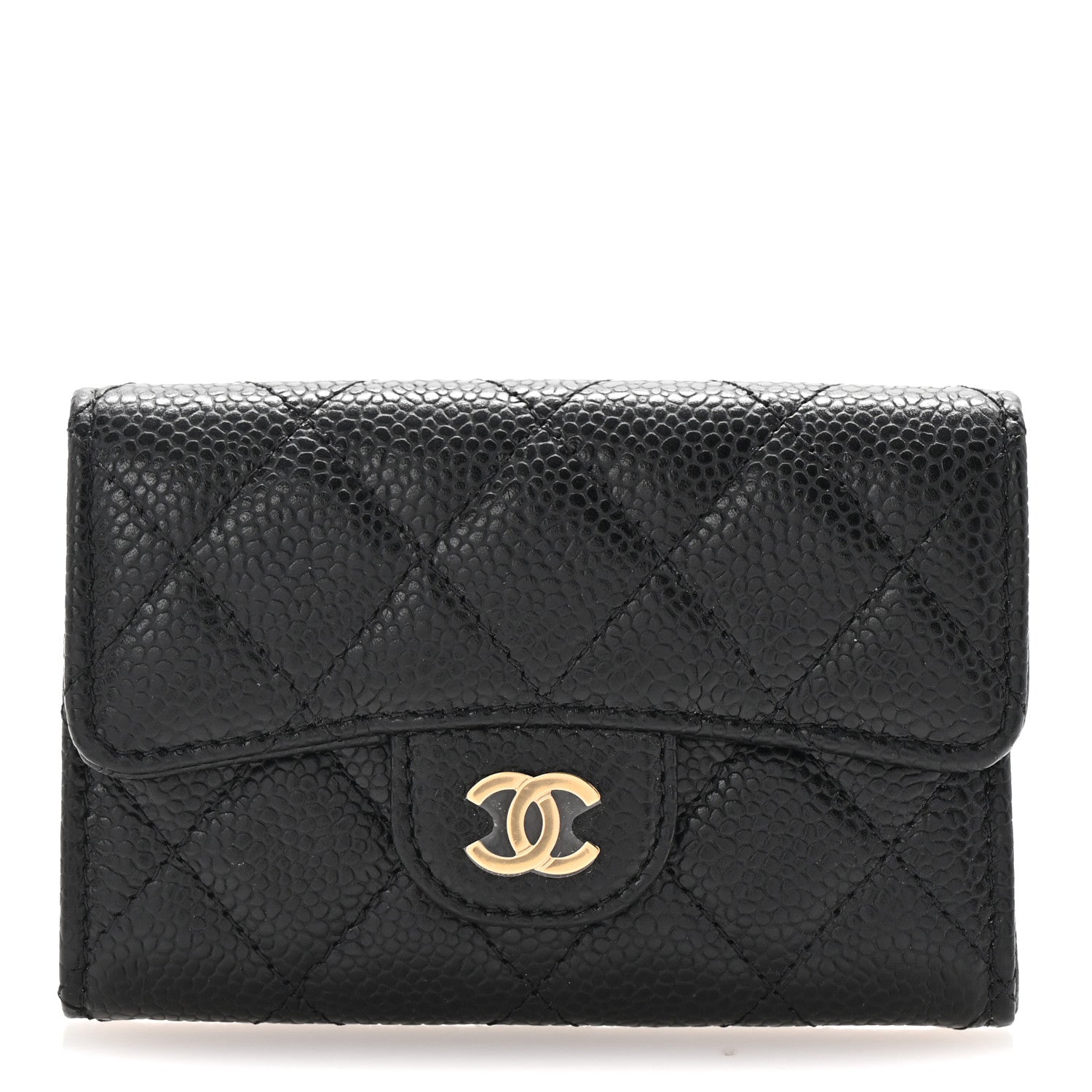 Chanel Caviar Quilted Flap Card Holder Wallet Black 1 of 9