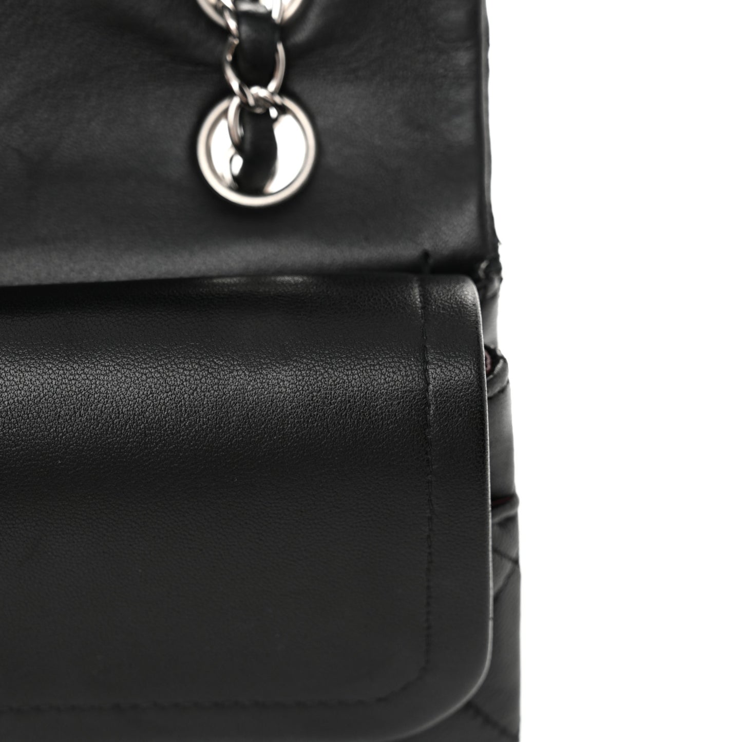 Lambskin Quilted Medium Double Flap Black