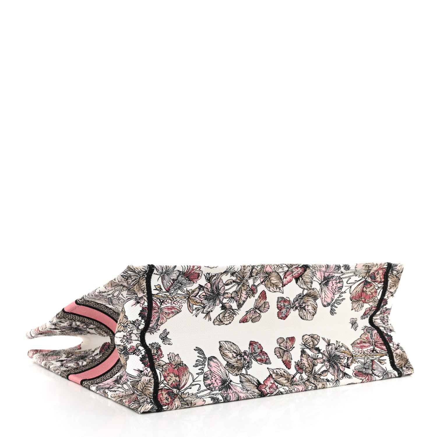 Christian Dior Canvas Embroidered Large Butterfly Around The World Book Tote White Pastel Pink 4 of 11