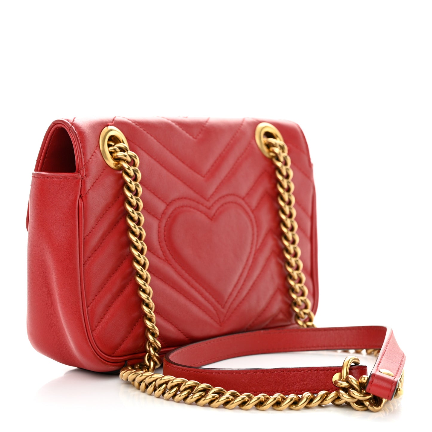 Calfskin Matelasse Mini GG Marmont Shoulder Bag Hibiscus Red
