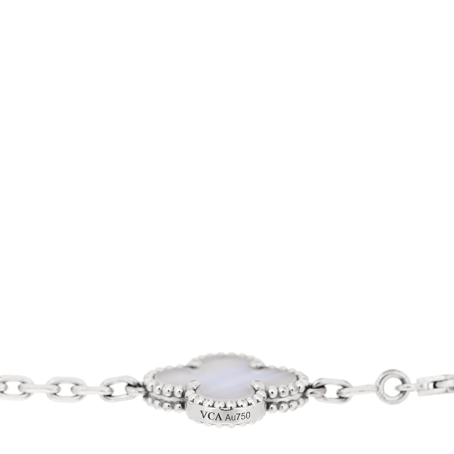 18K White Gold Chalcedony 5 Motifs Vintage Alhambra Bracelet