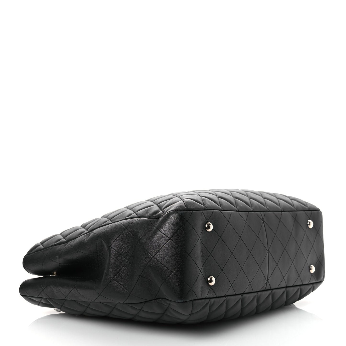 Calfskin Quilted Large CC Shopping Tote Black