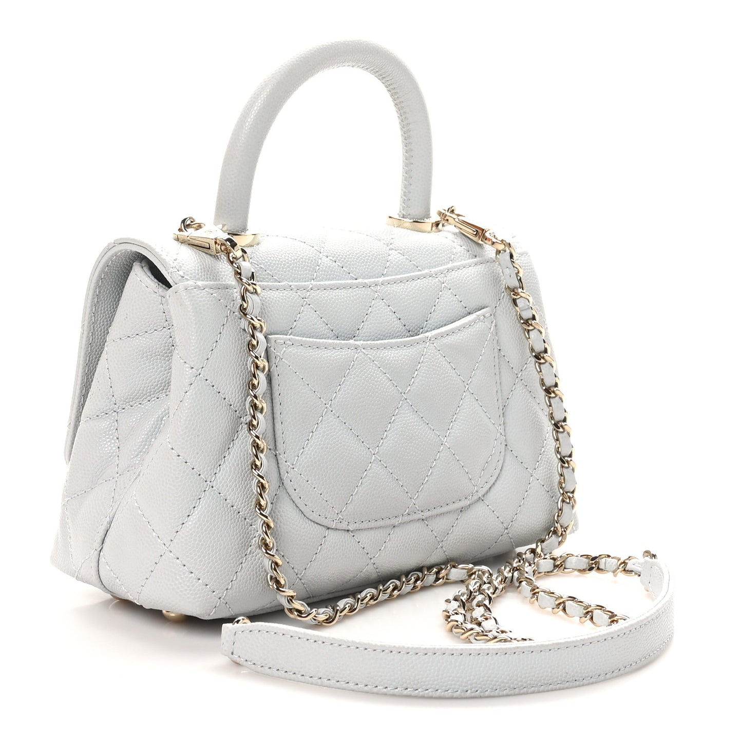 Caviar Quilted Extra Mini Coco Handle Flap Light Blue