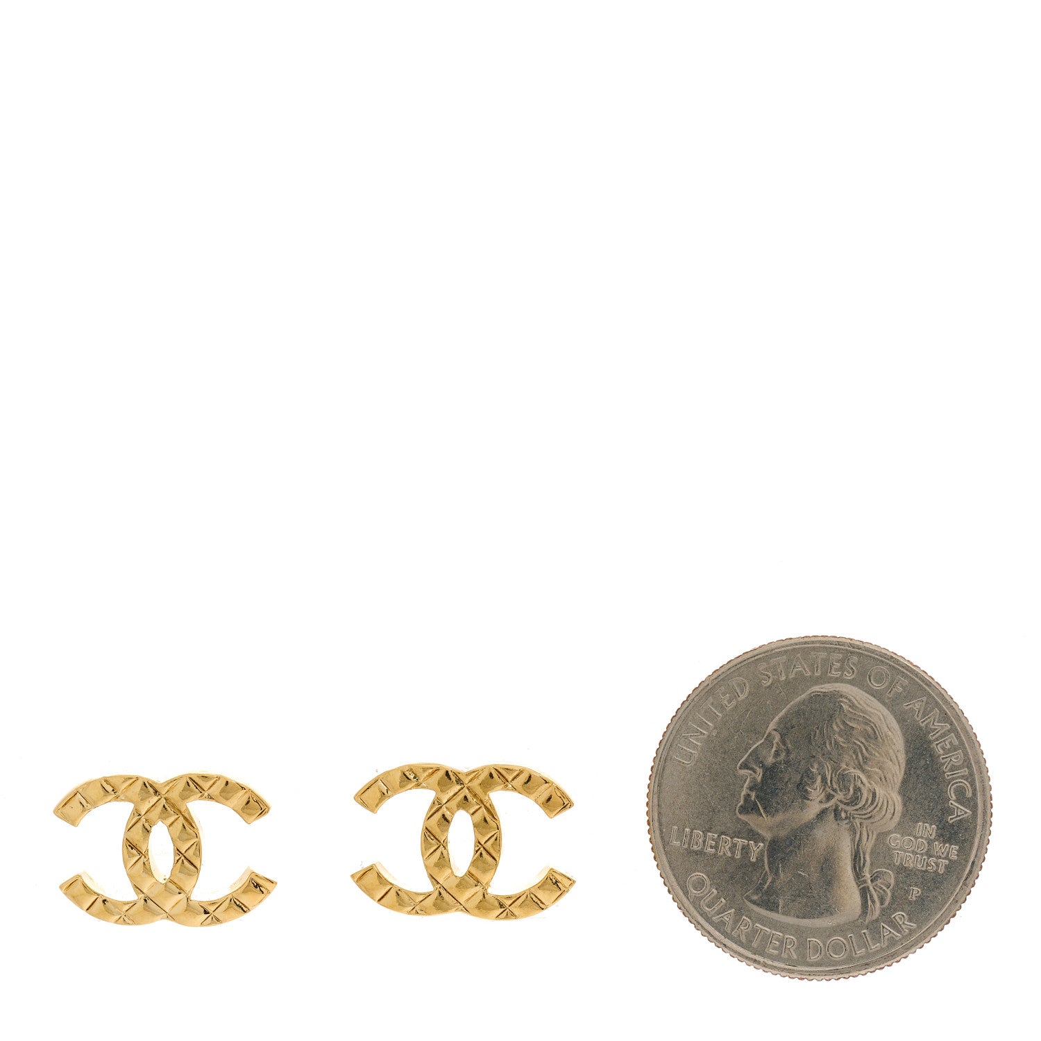 Chanel Metal Textured CC Earrings Gold 4 of 7