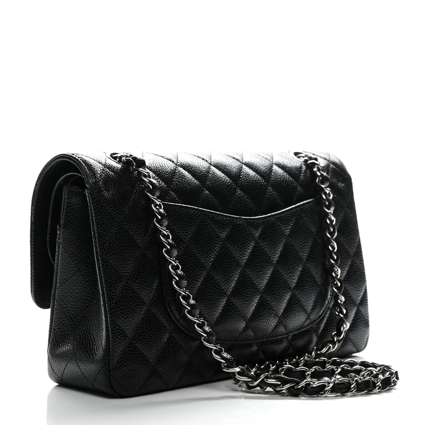 Caviar Quilted Medium Double Flap Black