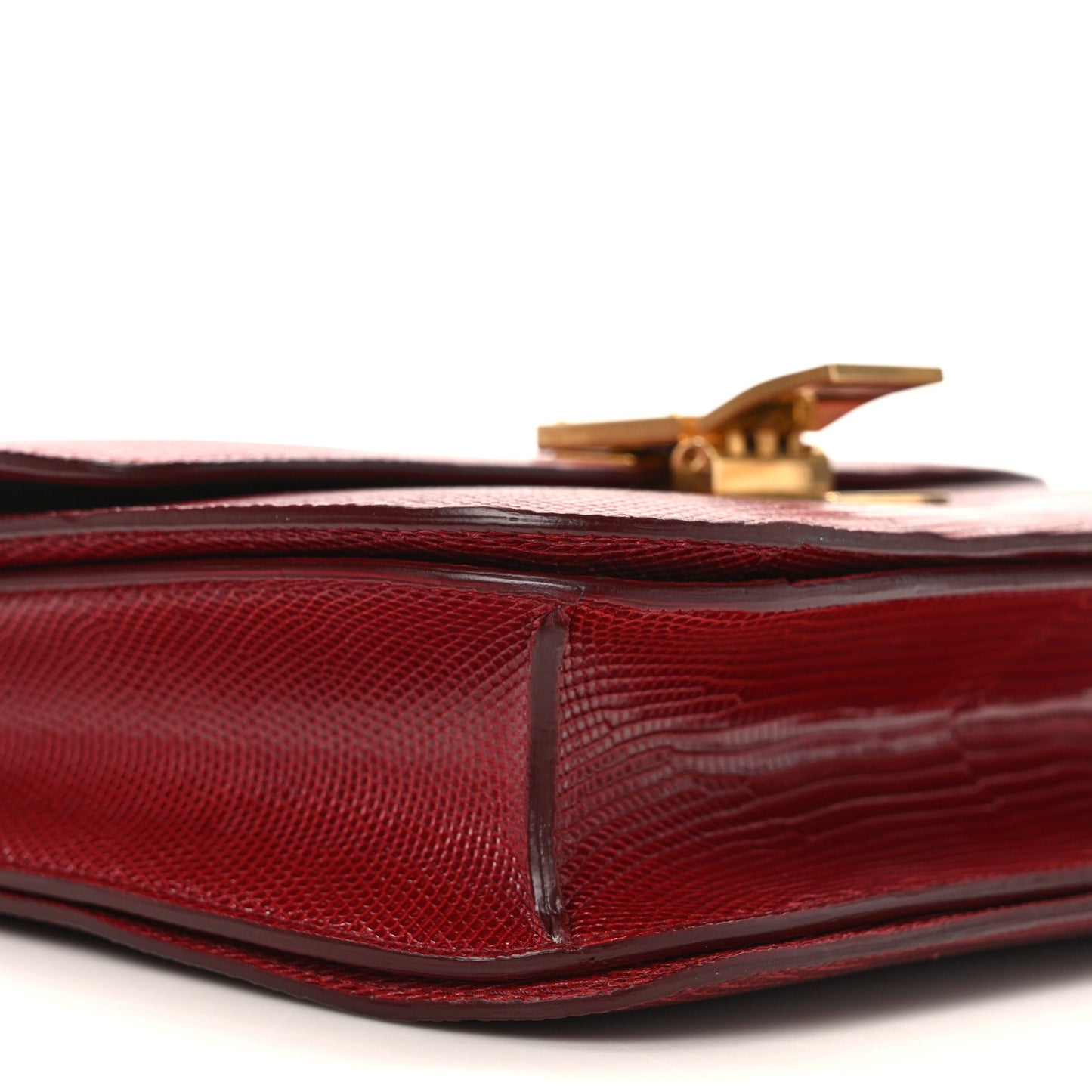 Lizard Medium Classic Box Flap Bag Ruby