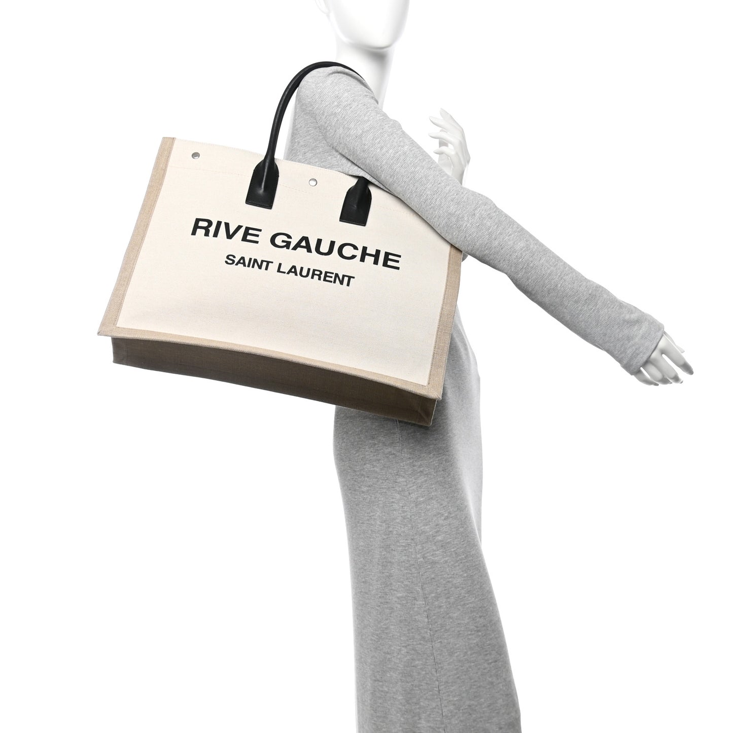 Linen Calfskin Rive Gauche Tote Optic White