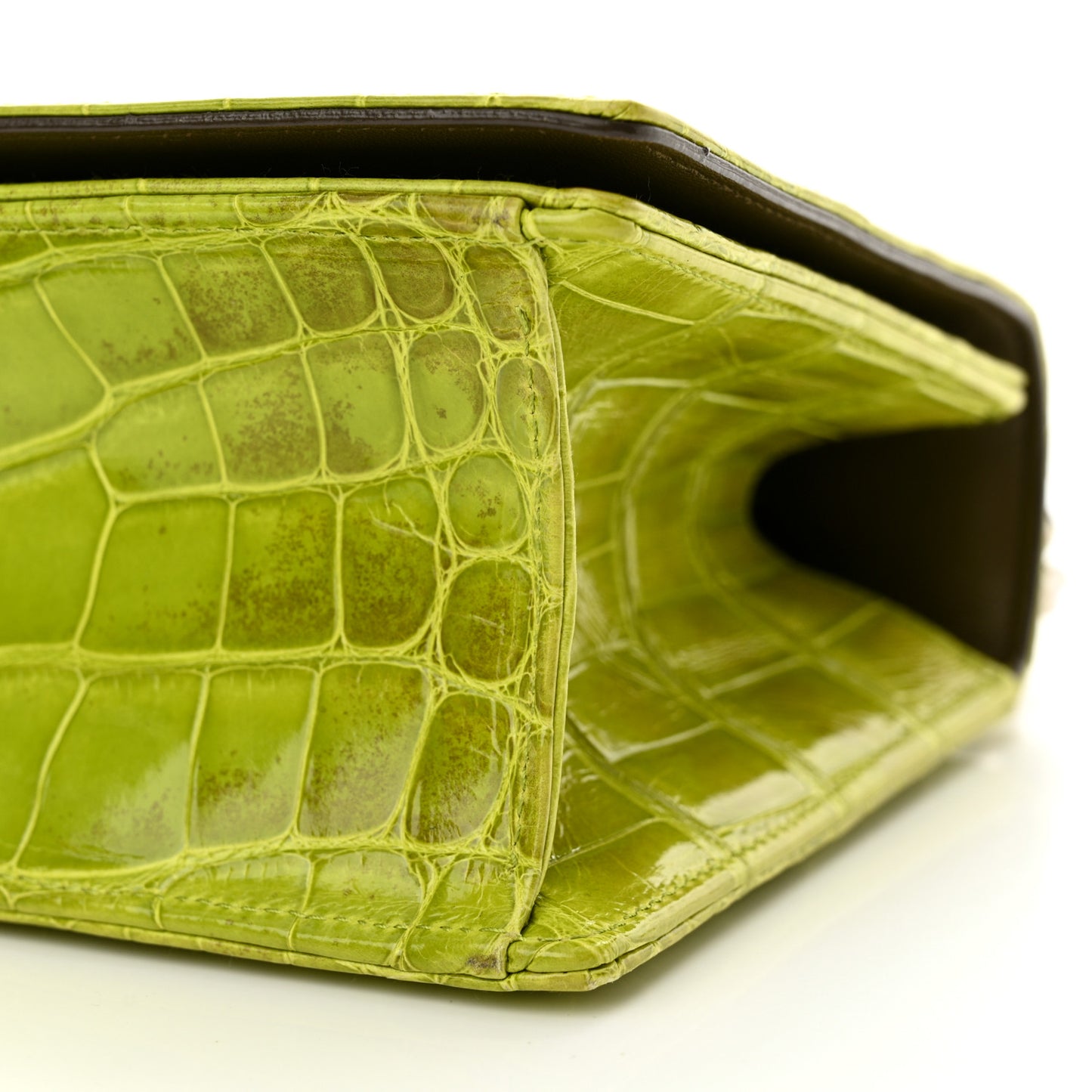 Crocodile Medium Diorama Flap Bag Green