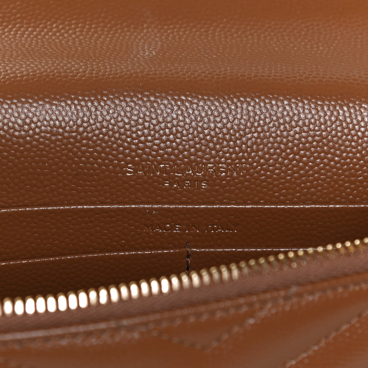 Grain De Poudre Matelasse Chevron Monogram Envelope Chain Wallet Natural Dark