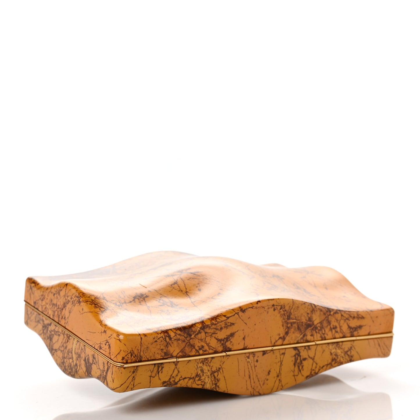 Spazzolato Calfskin Chain Clutch Gold Marble