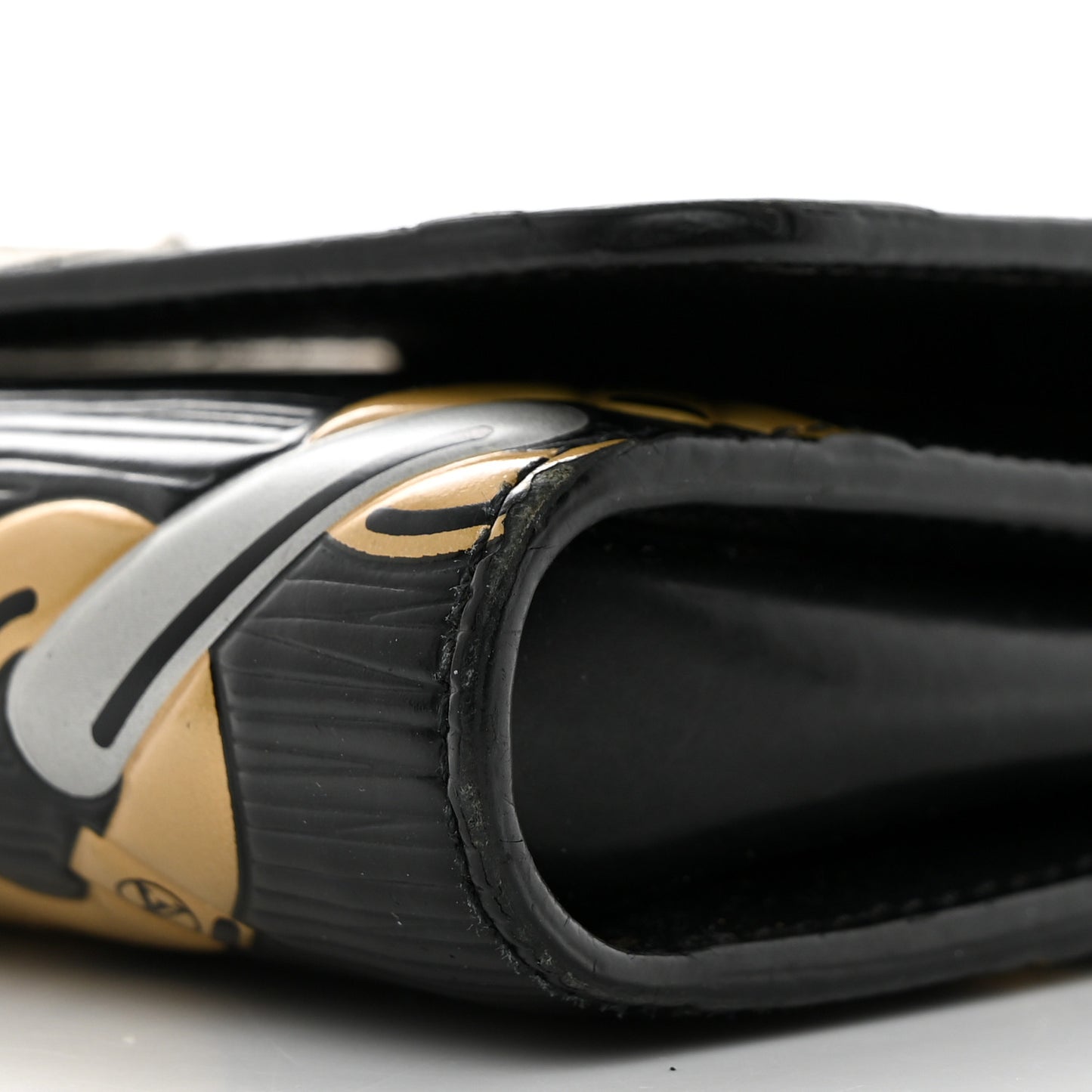 Epi Chain Flower Print Twist Chain Wallet Black