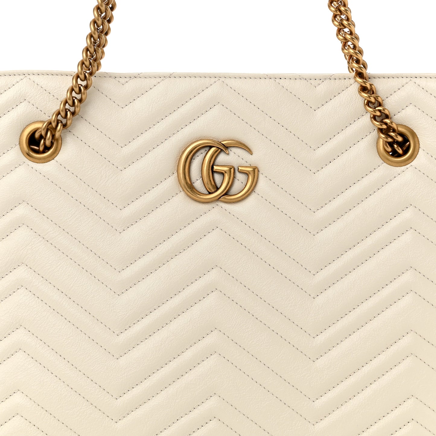 Vintage Calfskin Matelasse Medium GG Marmont Slim Tote White