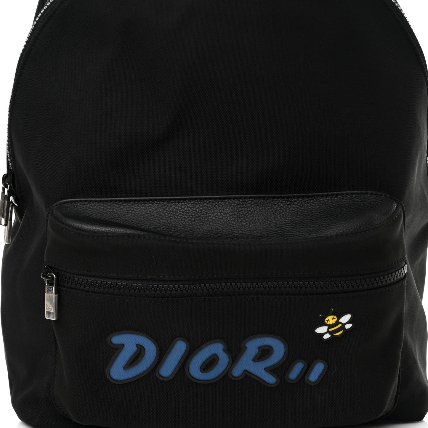 X KAWS Nylon Calfskin Logo Backpack Black