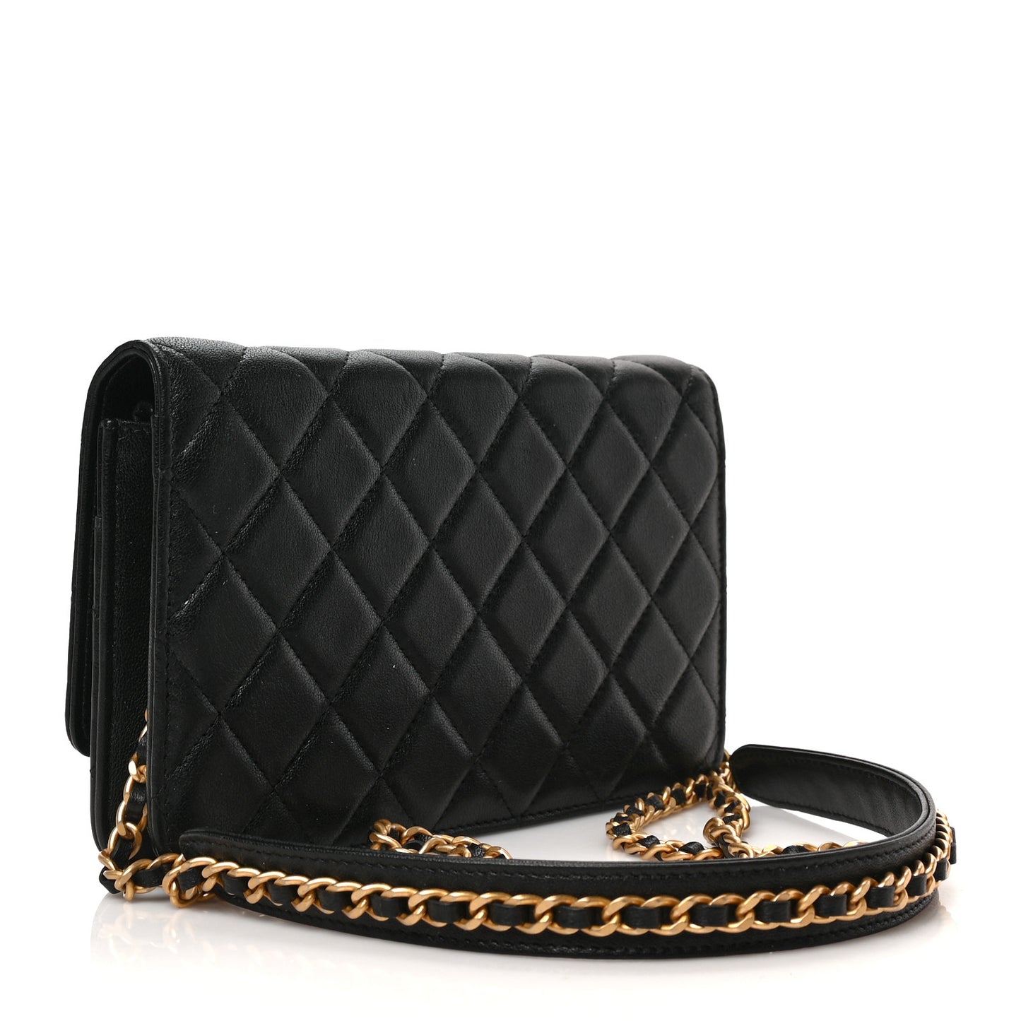 Lambskin Quilted Infinity Wallet On Chain WOC Black