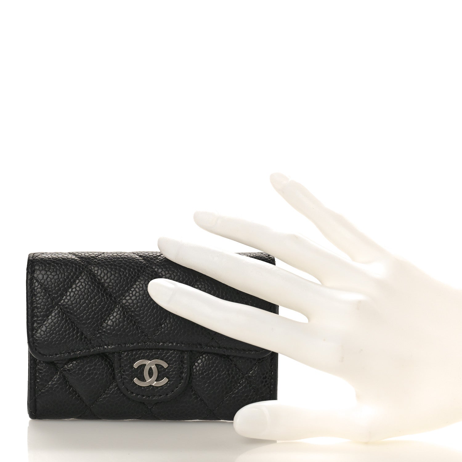 Chanel Caviar Quilted Flap Card Holder Wallet Black 2 of 9