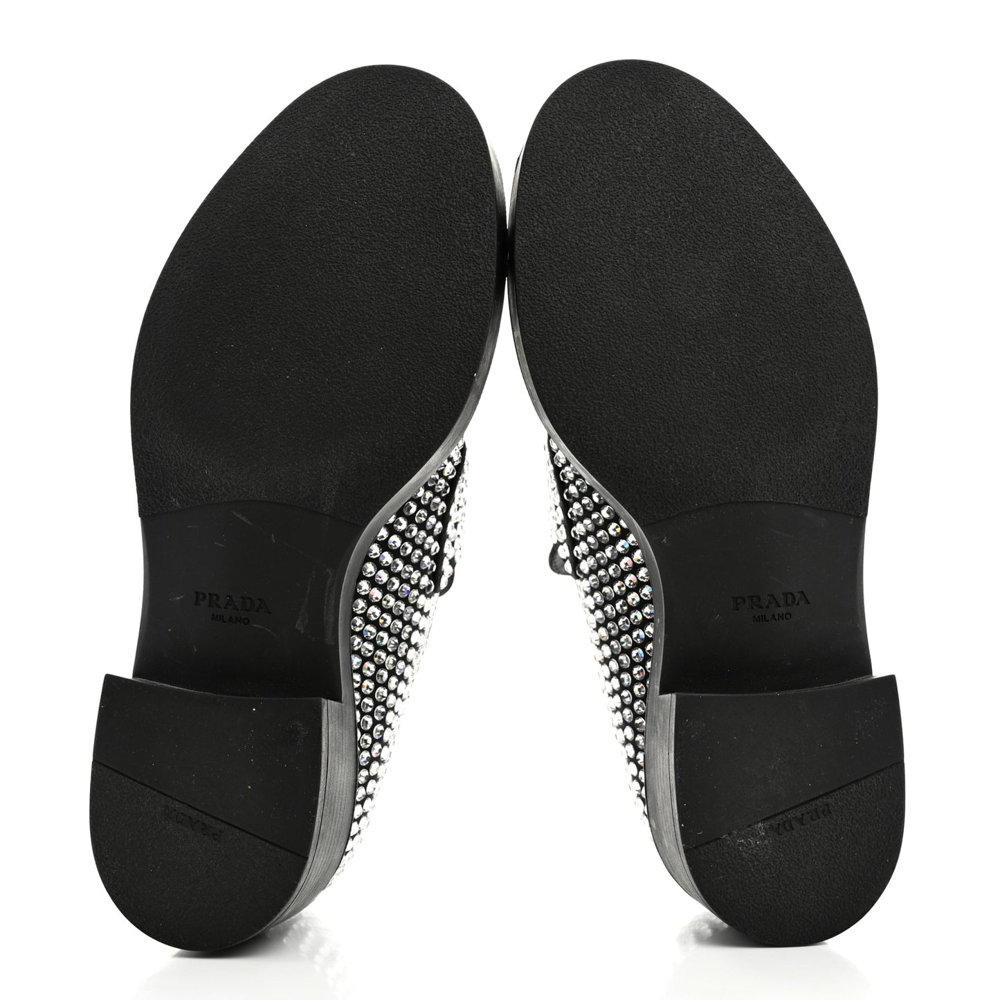 Satin Crystal Metal Triangle Logo 50mm Loafers 38 Cristal