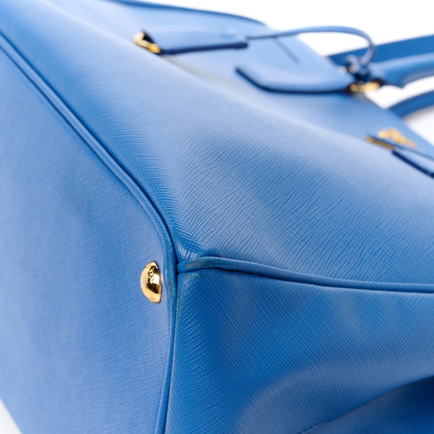 Saffiano Lux Medium Galleria Double Zip Tote Azzurro