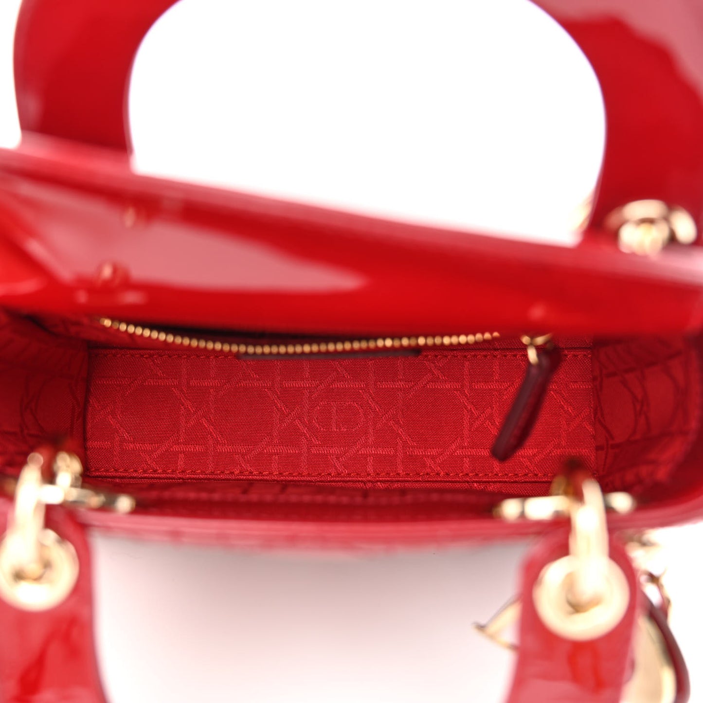 Patent Cannage Mini Lady Dior Red