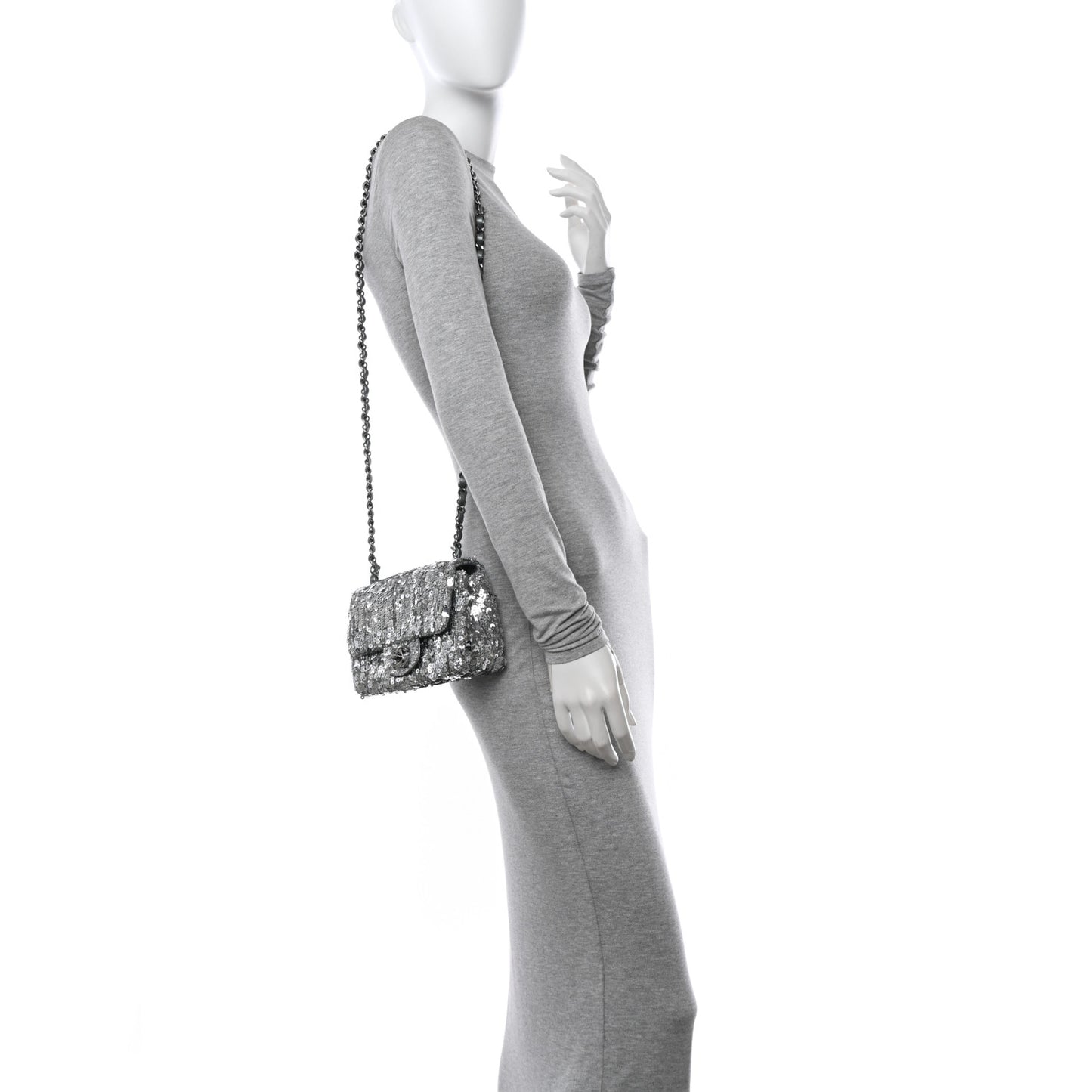 Sequin Mini Square Flap Silver