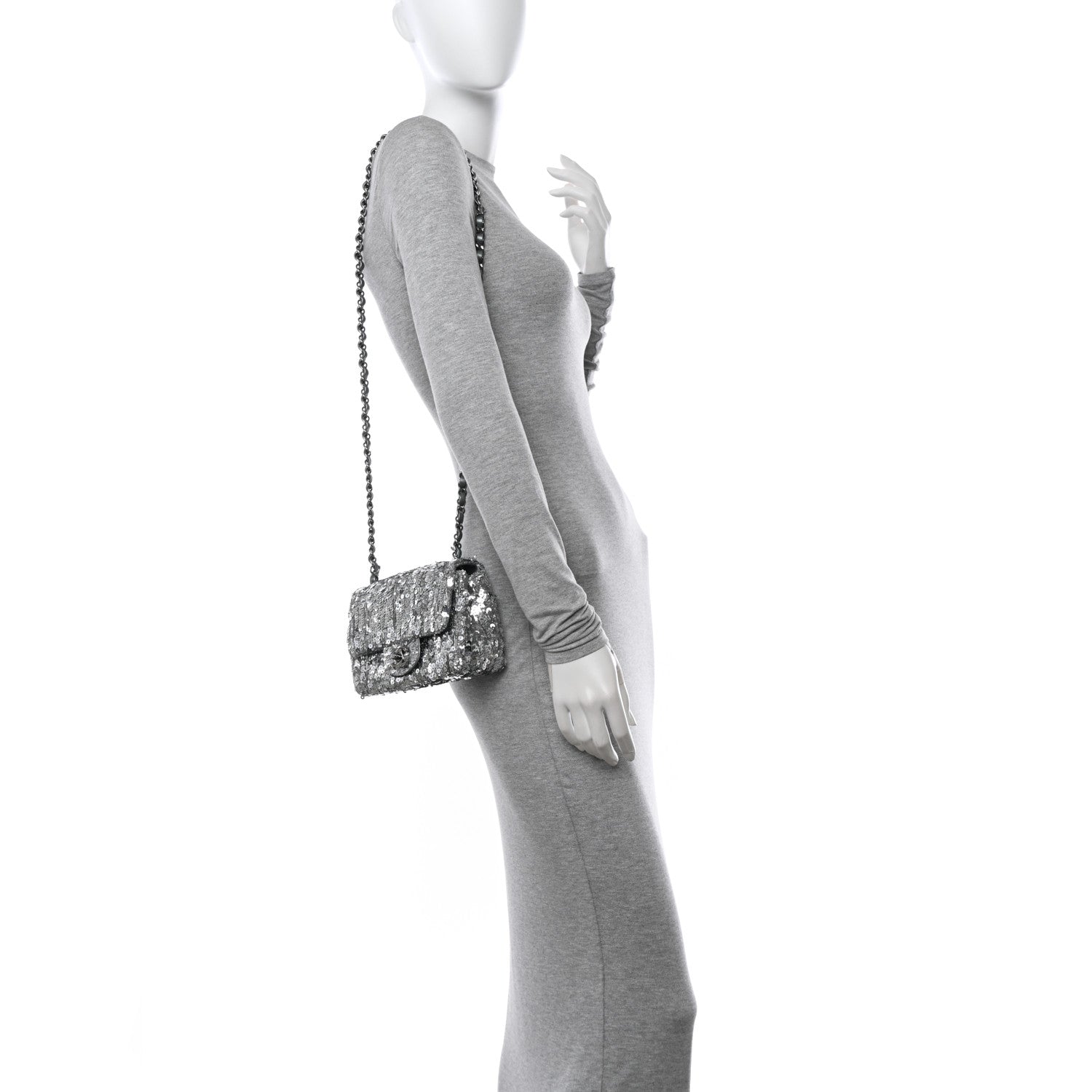 Chanel Sequin Mini Square Flap Silver 2 of 12