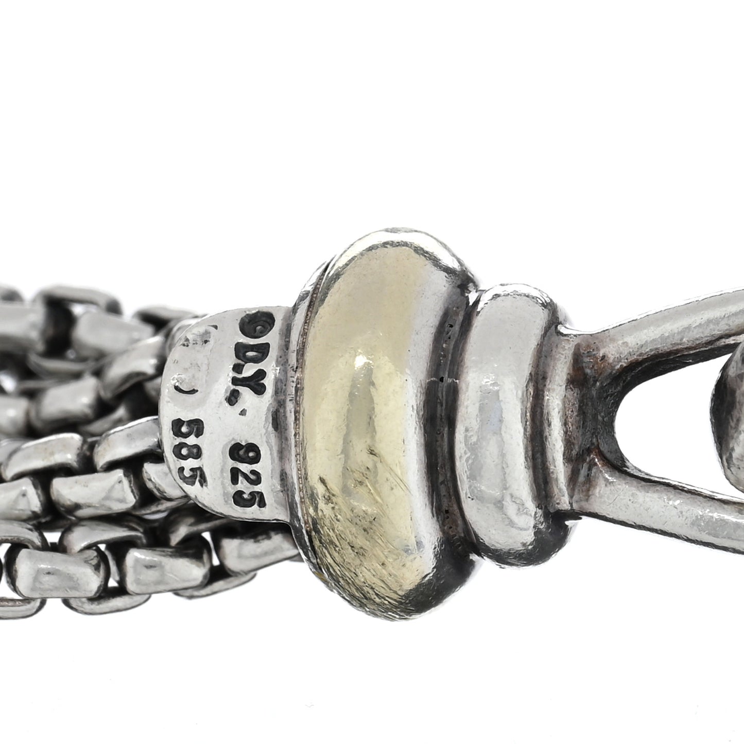 Sterling Silver 14K Yellow Gold Six-Row Box Chain Bracelet