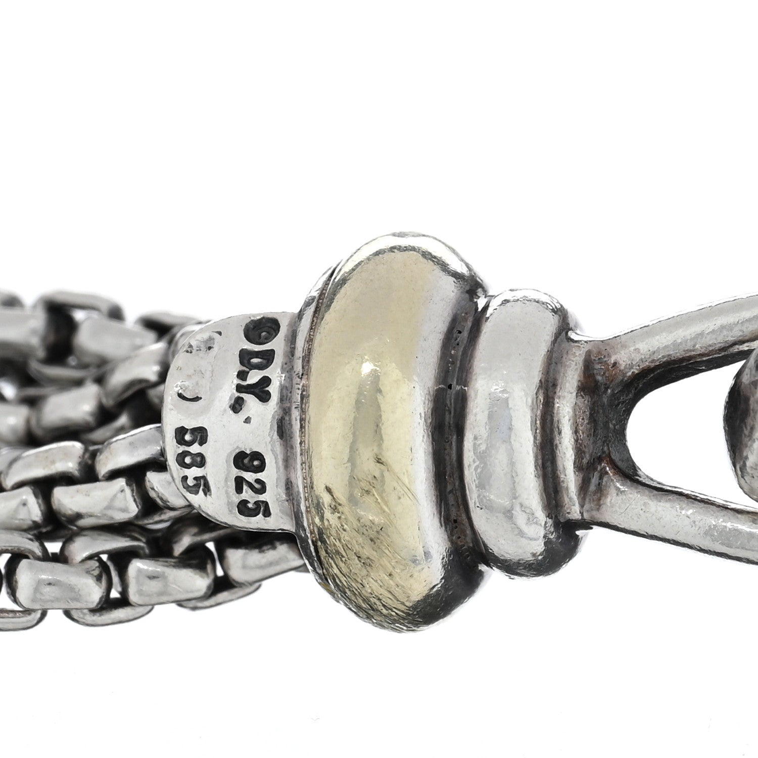 David Yurman Sterling Silver 14K Yellow Gold Six-Row Box Chain Bracelet 3 of 3