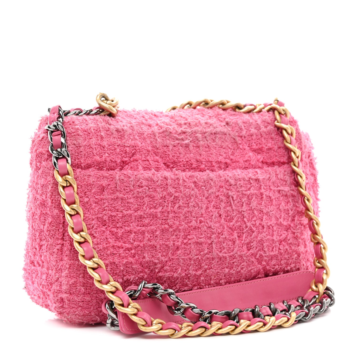 Chanel Tweed Quilted Medium Chanel 19 Flap Pink 3 of 11