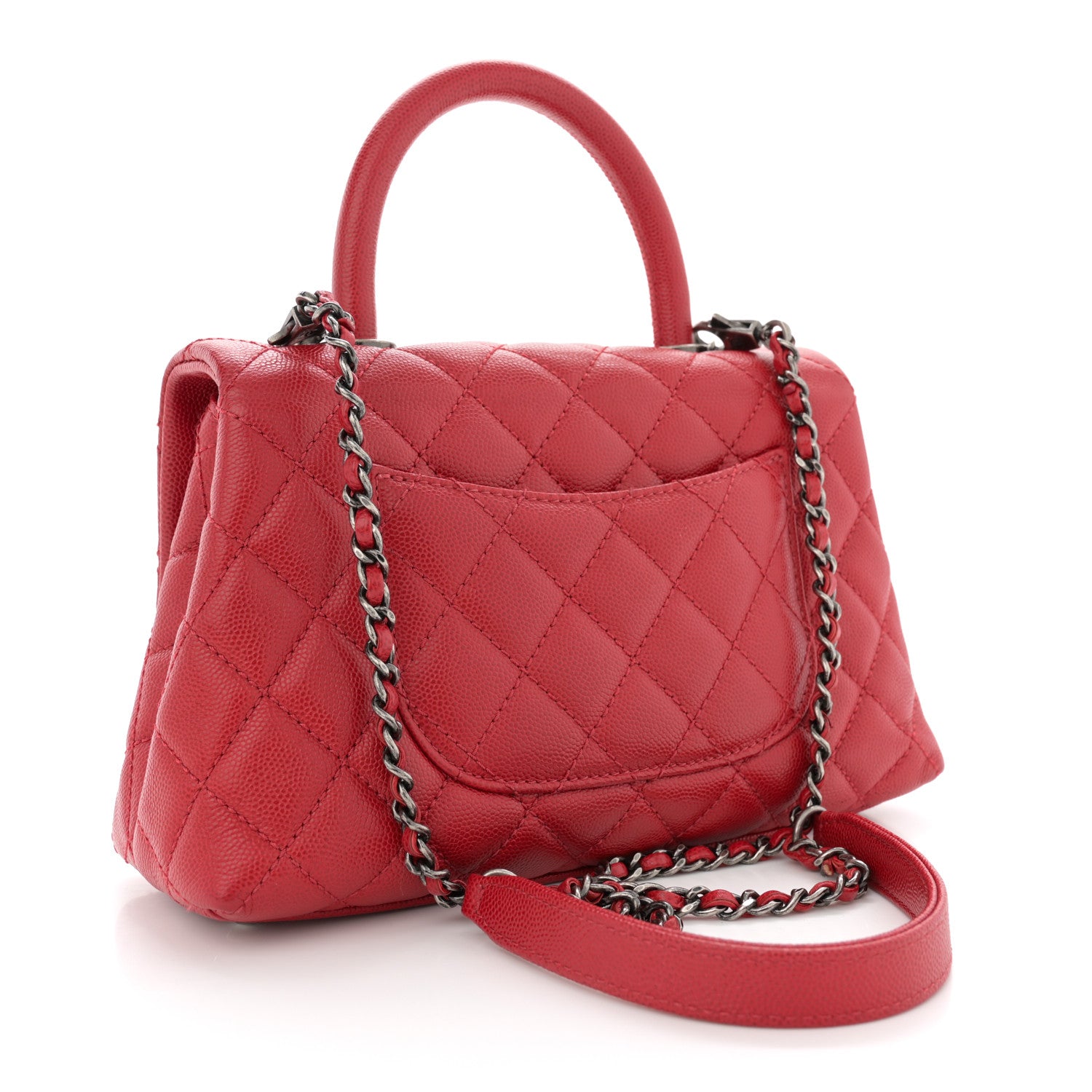 Chanel Caviar Quilted Mini Coco Handle Flap Red 3 of 10