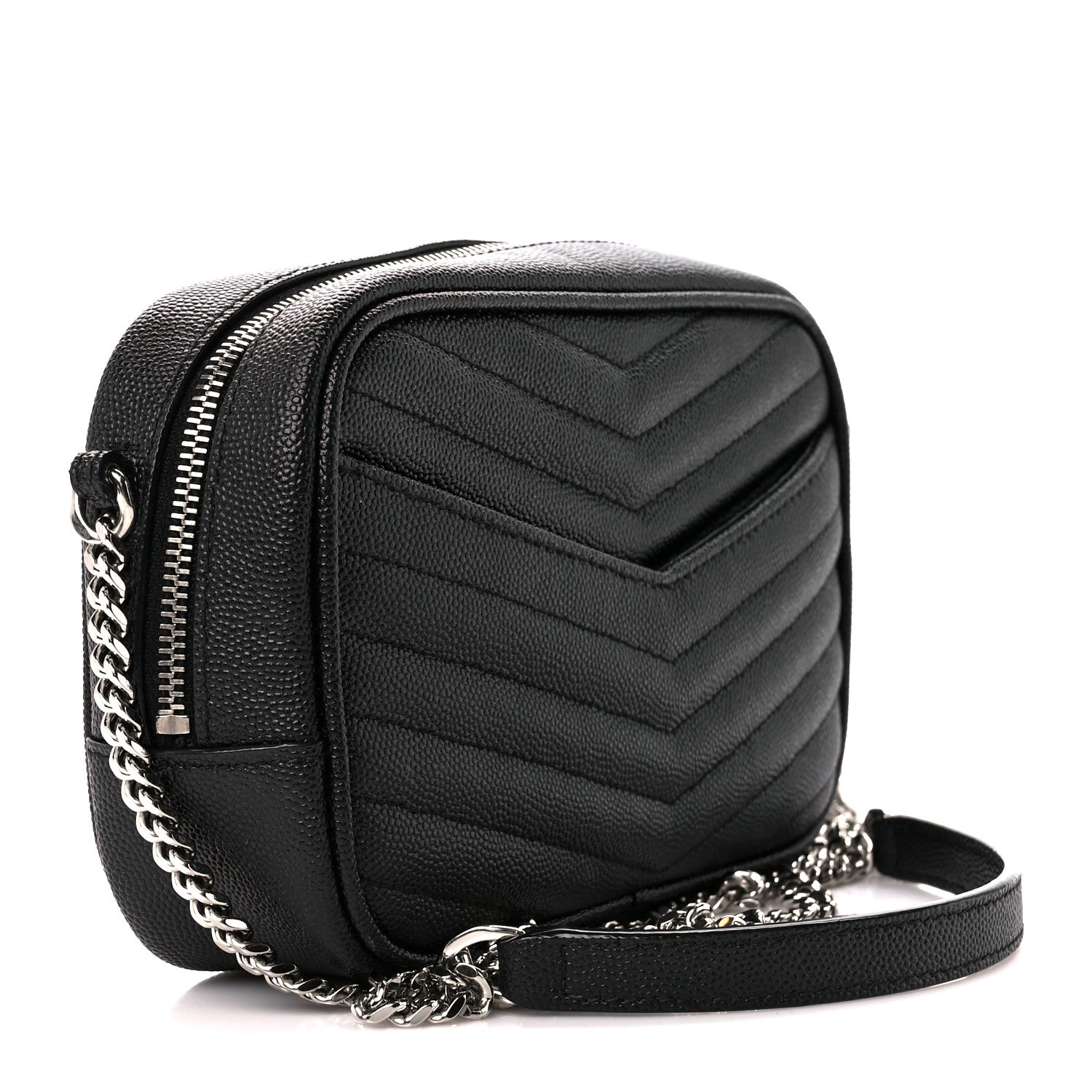Saint Laurent Grain De Poudre Matelasse Monogram Mini Lou Camera Bag Black 3 of 11