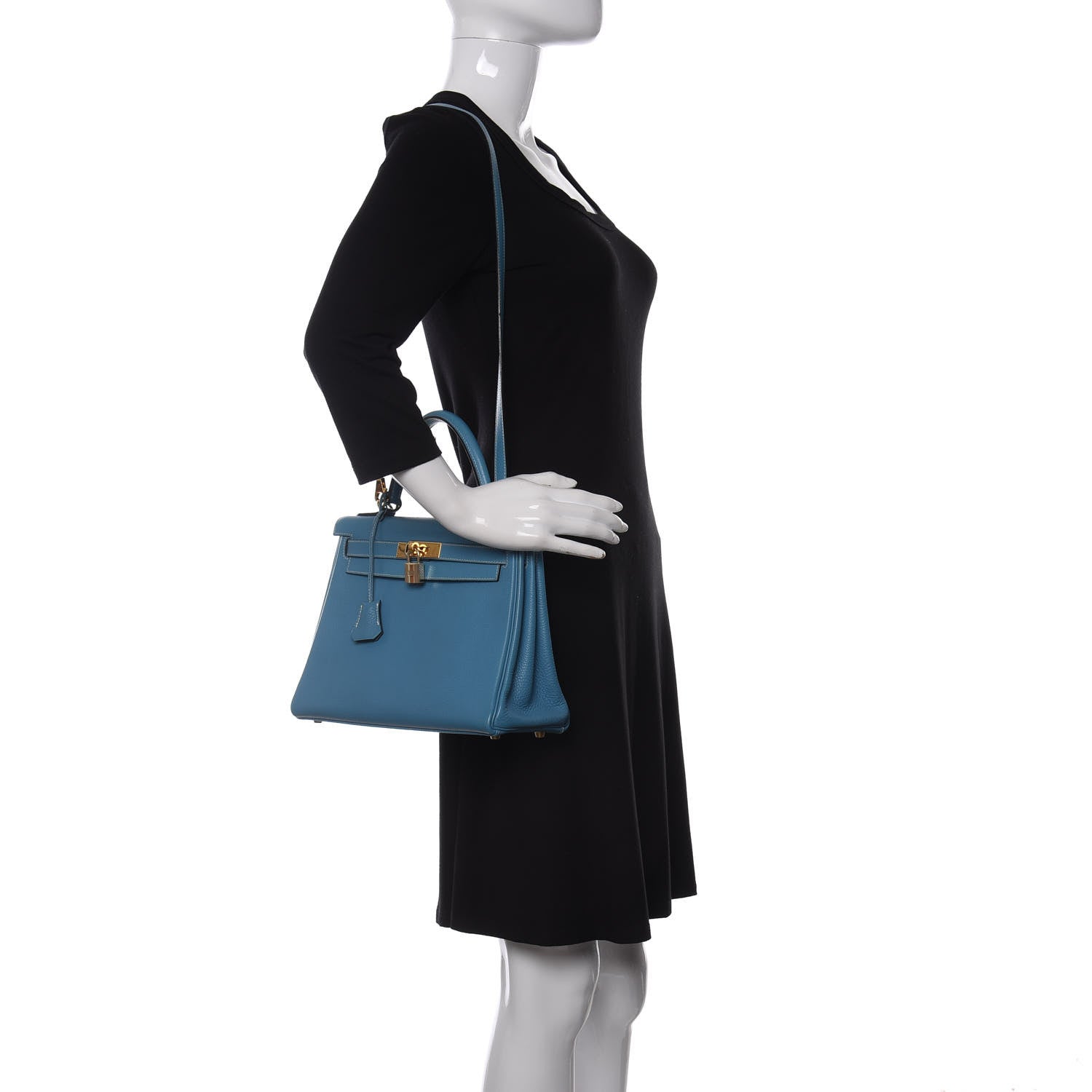 Hermes Togo Kelly Retourne 28 Blue Jean 2 of 10