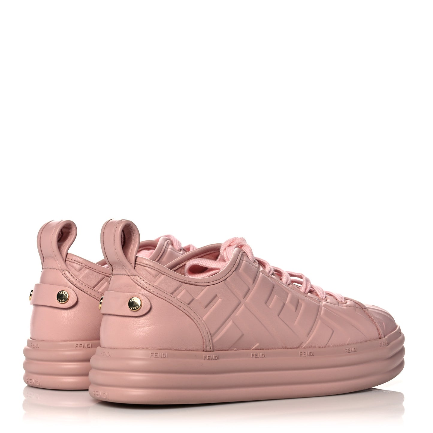 Lambksin FF Embossed Rise Low Top Sneakers 37.5 Pink