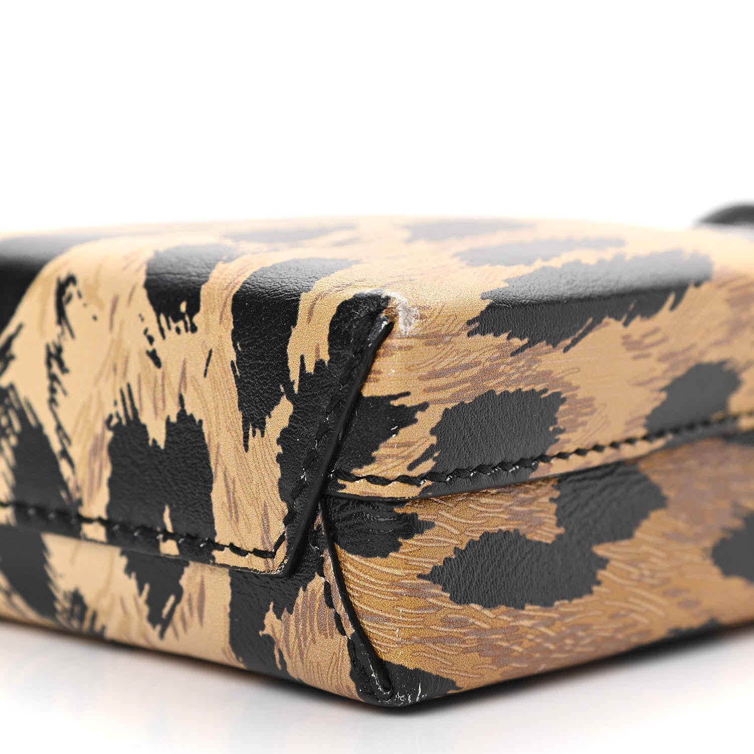 Balenciaga Smooth Calfskin Leopard Print Logo Shopping Phone Holder Bag Beige Black 8 of 8