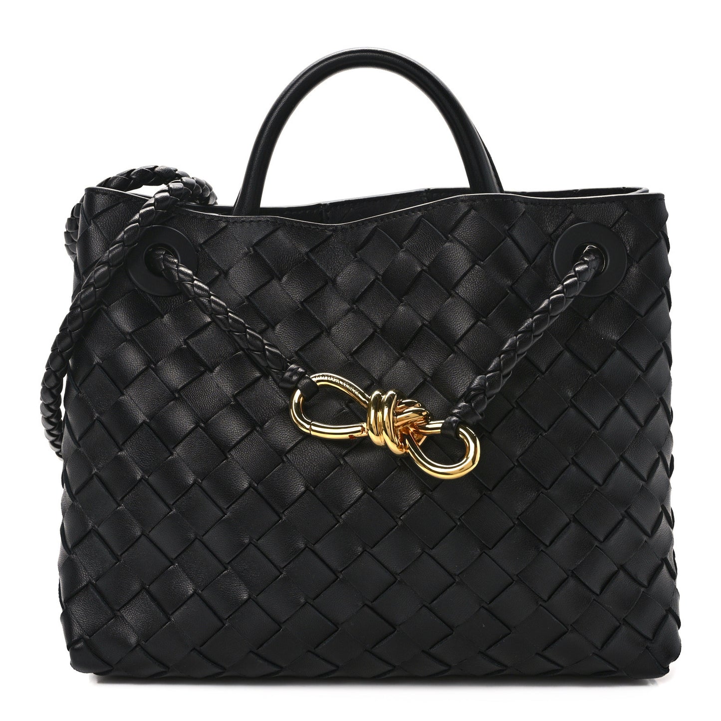 Nappa Intrecciato Small Andiamo Shoulder Bag Black