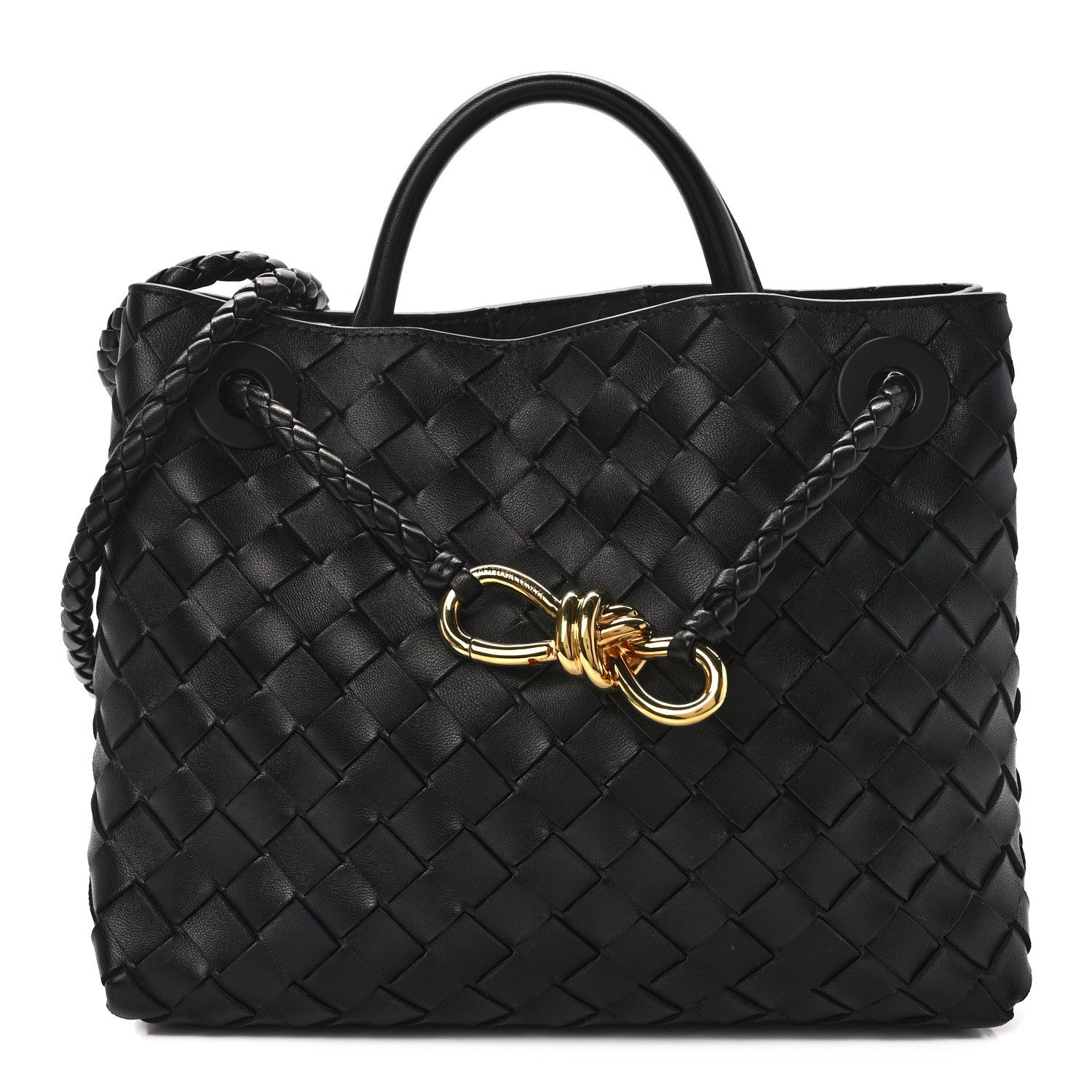 Bottega Veneta Nappa Intrecciato Small Andiamo Shoulder Bag Black 1 of 12