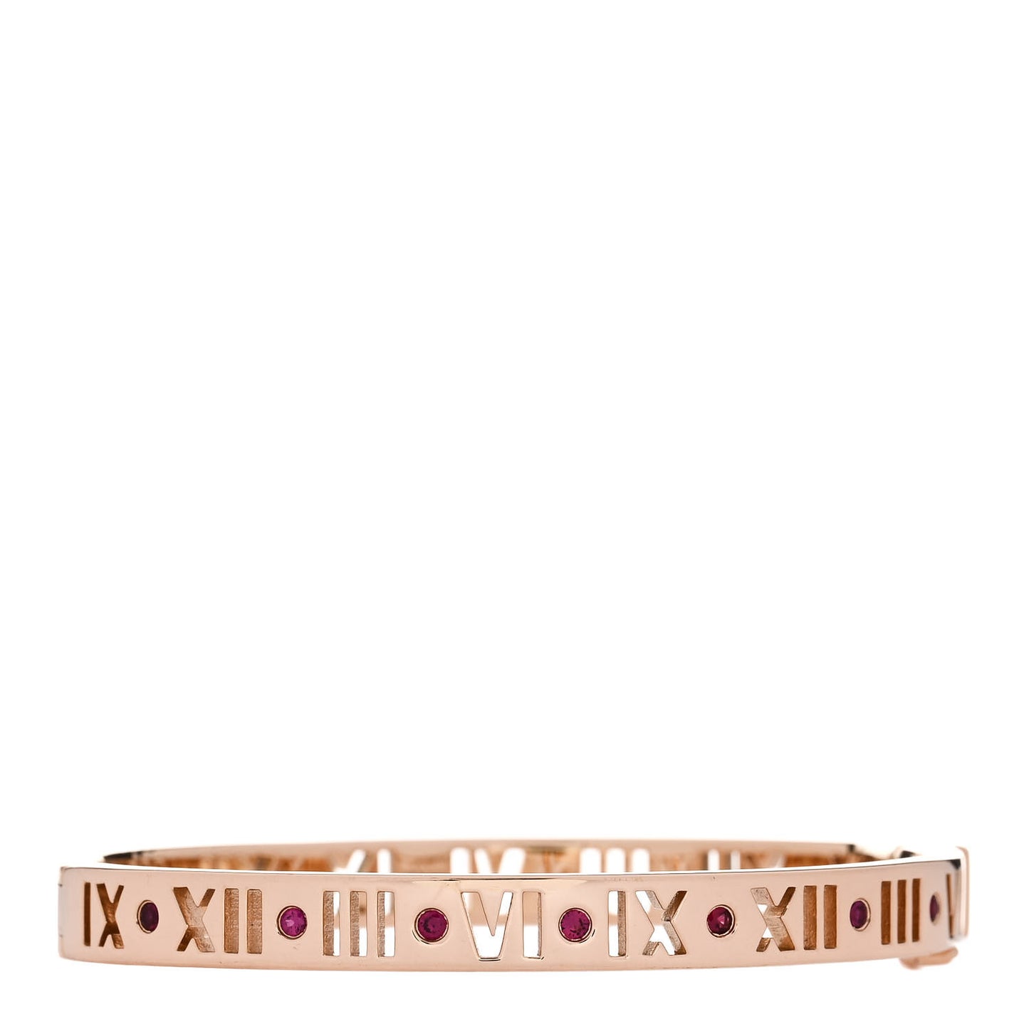 18K Rose Gold Ruby Atlas Pierced Hinged Bangle Bracelet