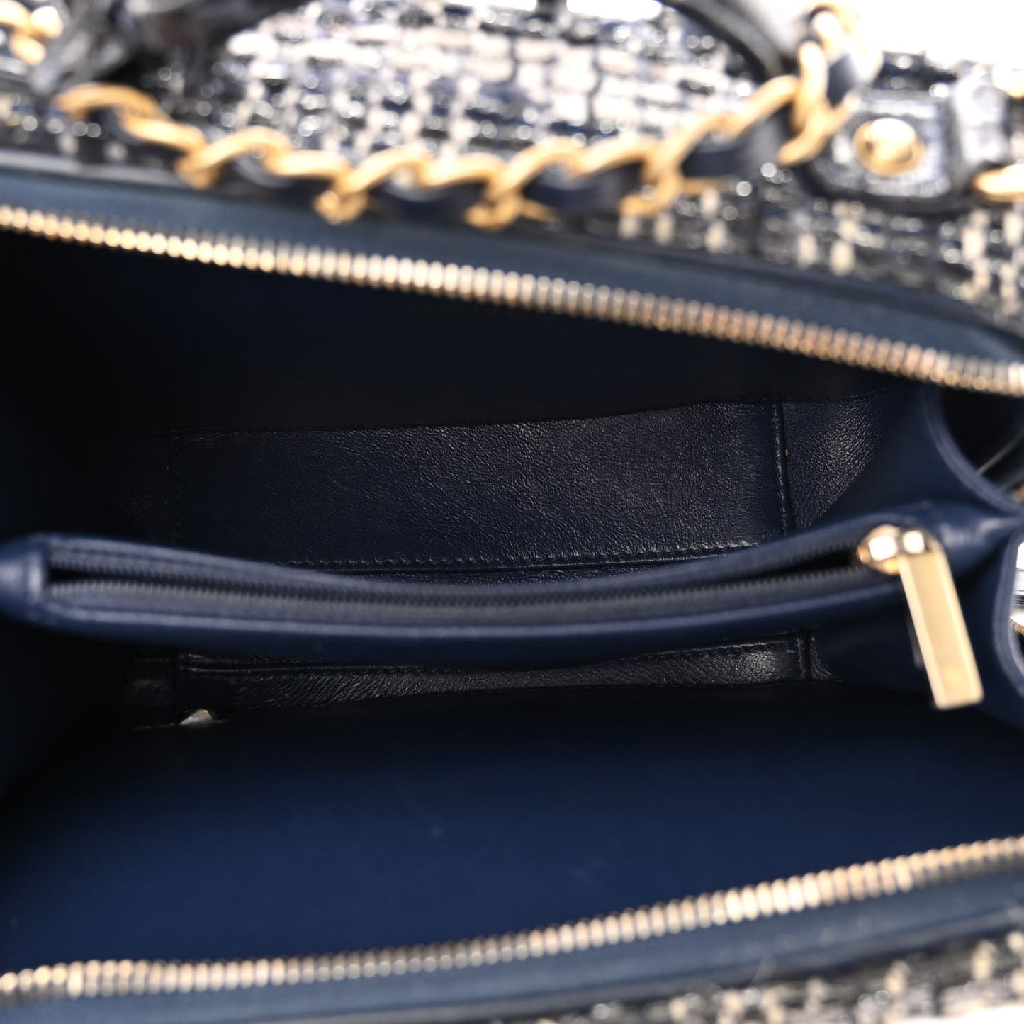 Tweed Snakeskin Quilted Medium CC Filigree Vanity Case Dark Navy