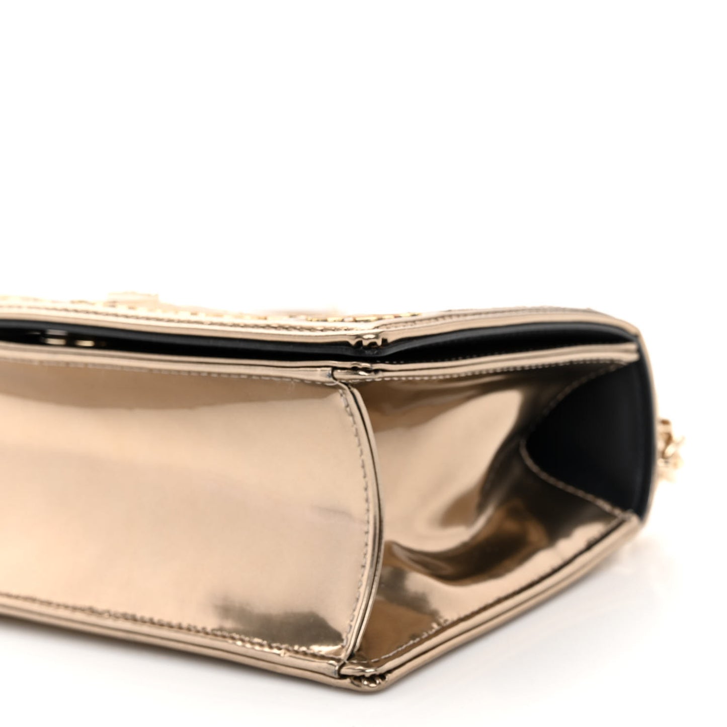 Metallic Calfskin Beaded Small Diorama Flap Bag Gold