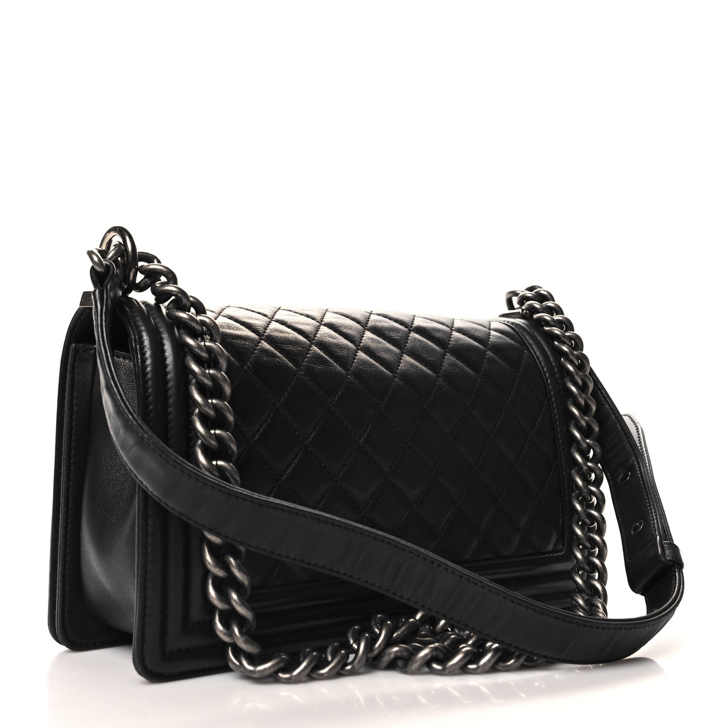 Lambskin Quilted Medium Boy Flap Black