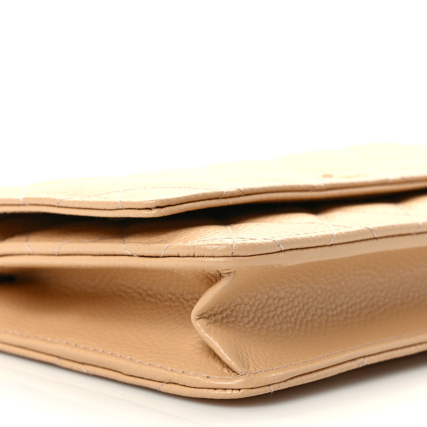 Caviar Quilted Wallet On Chain WOC Beige
