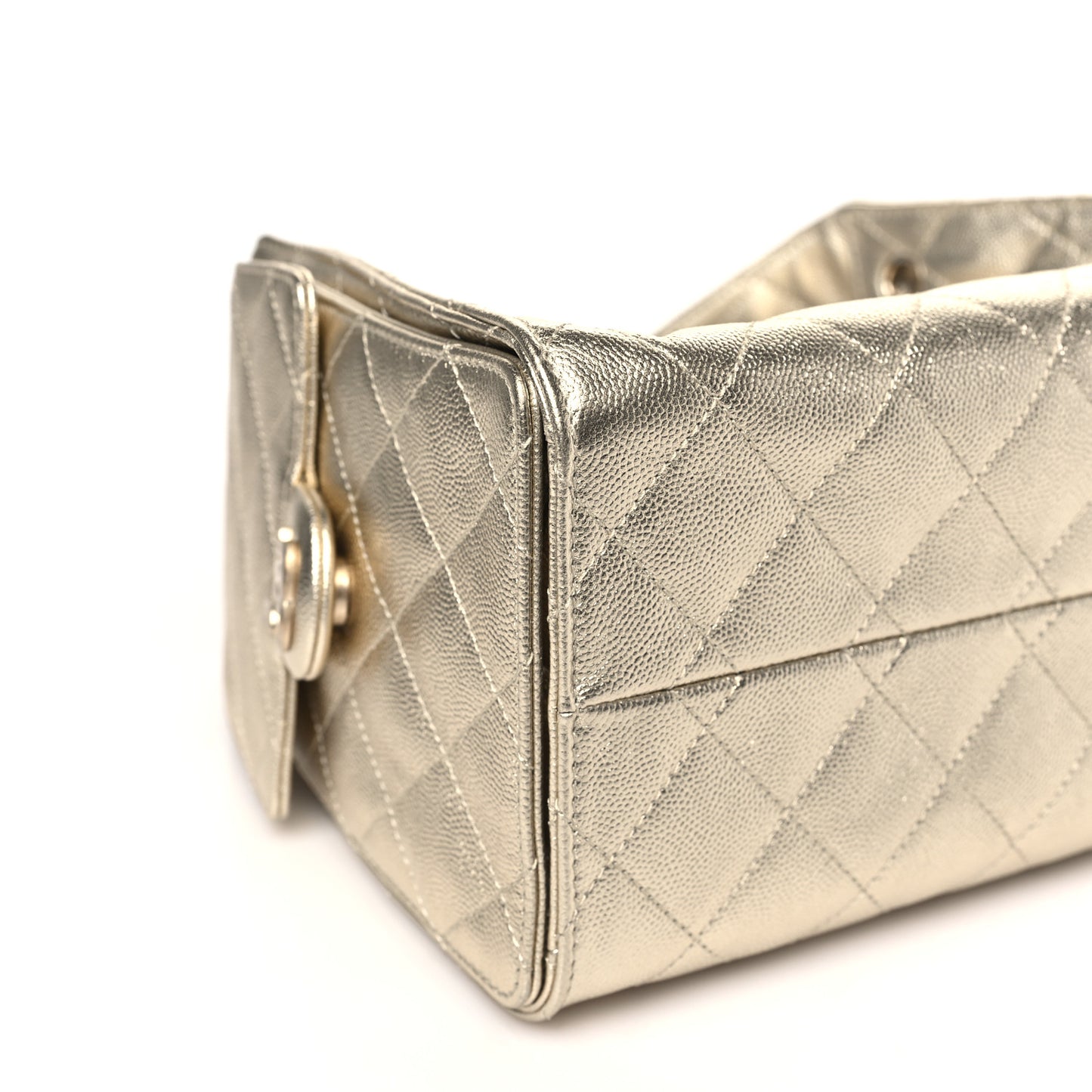 Metallic Caviar Quilted Small Chanel 25 Handbag Gold